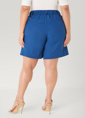 Pleated Linen Blend Shorts