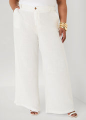 Linen Blend Wide Leg Pants