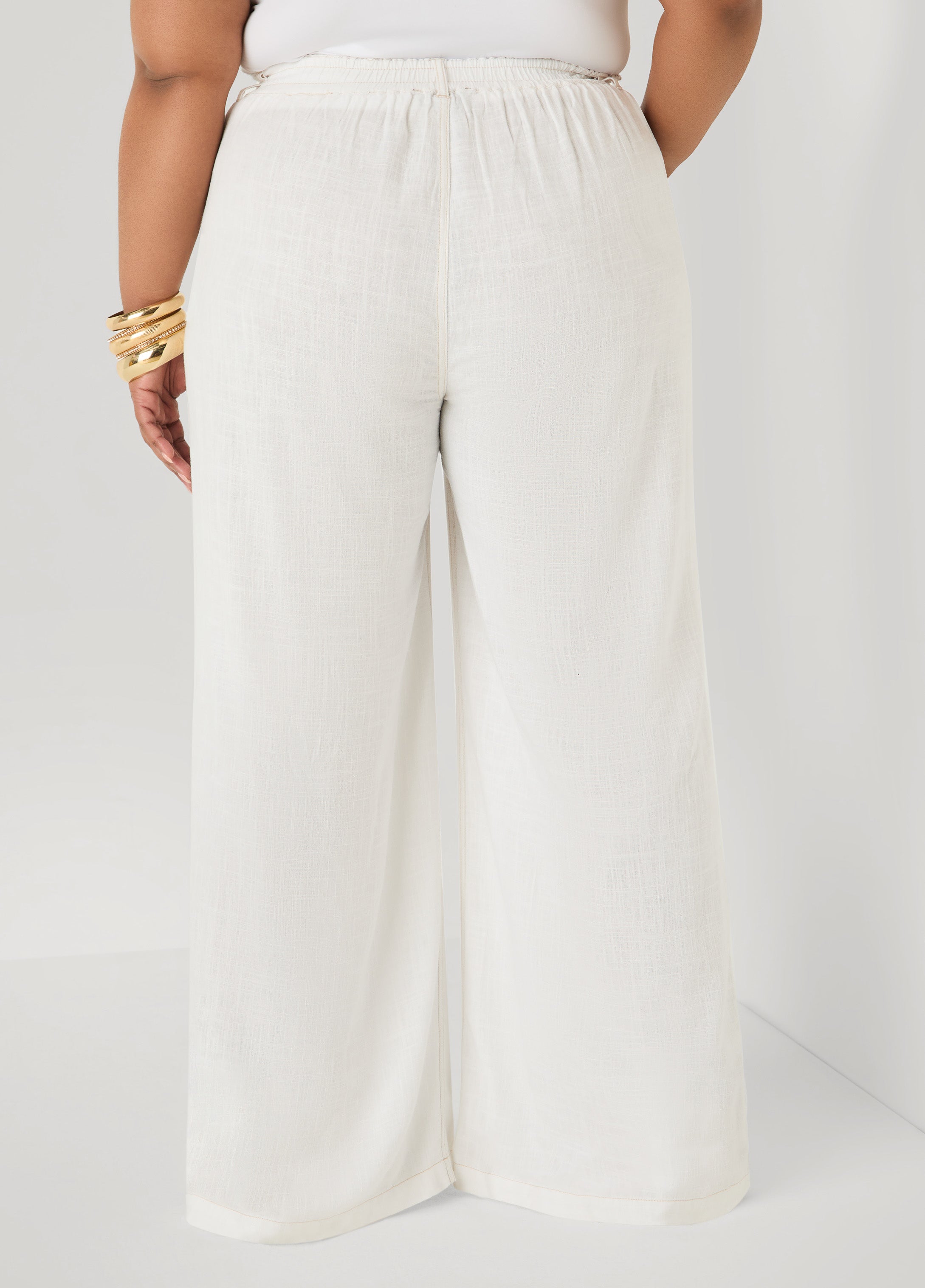 Linen Blend Wide Leg Pants