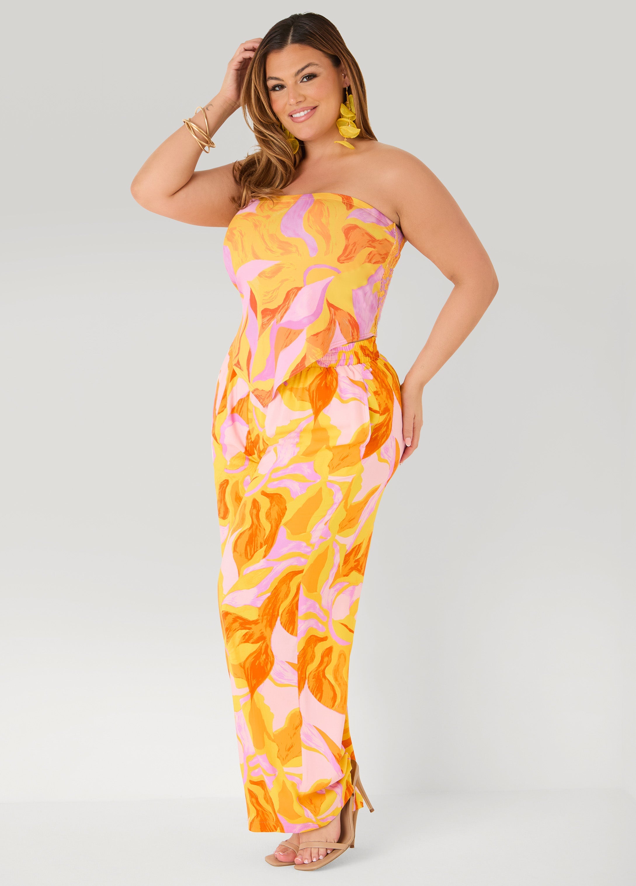 Swirl Print Wide Leg Pants