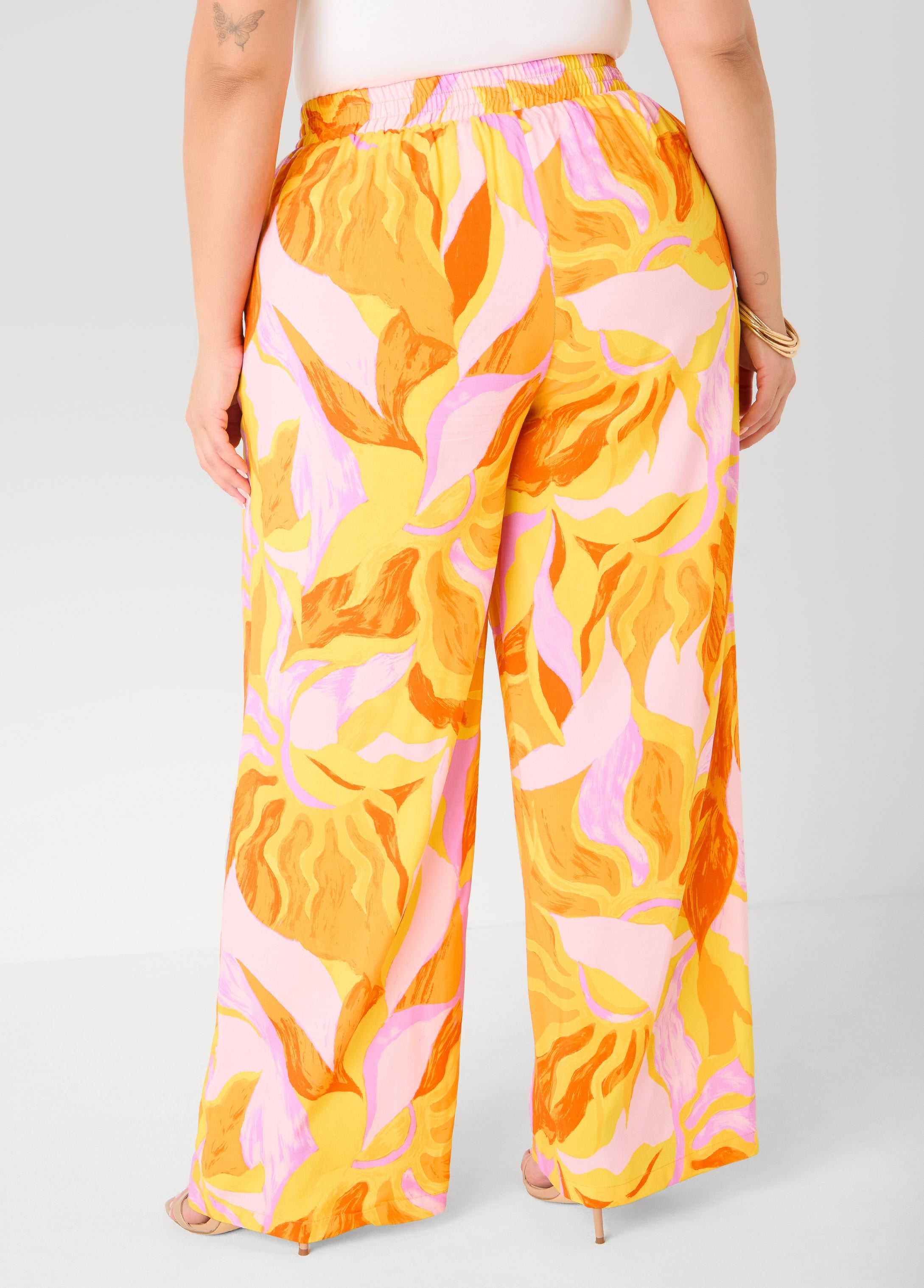 Swirl Print Wide Leg Pants