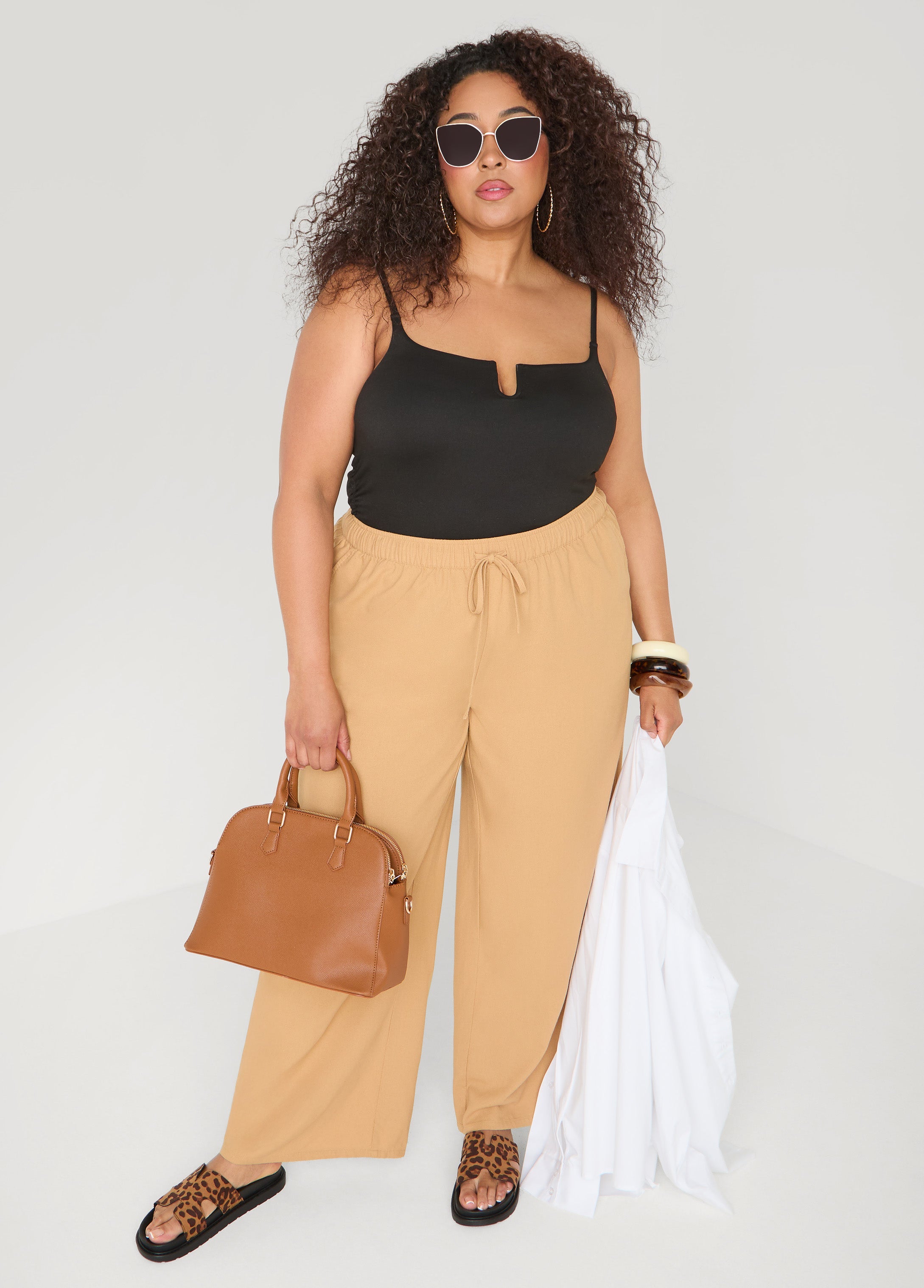 Drawstring Linen Blend Pants