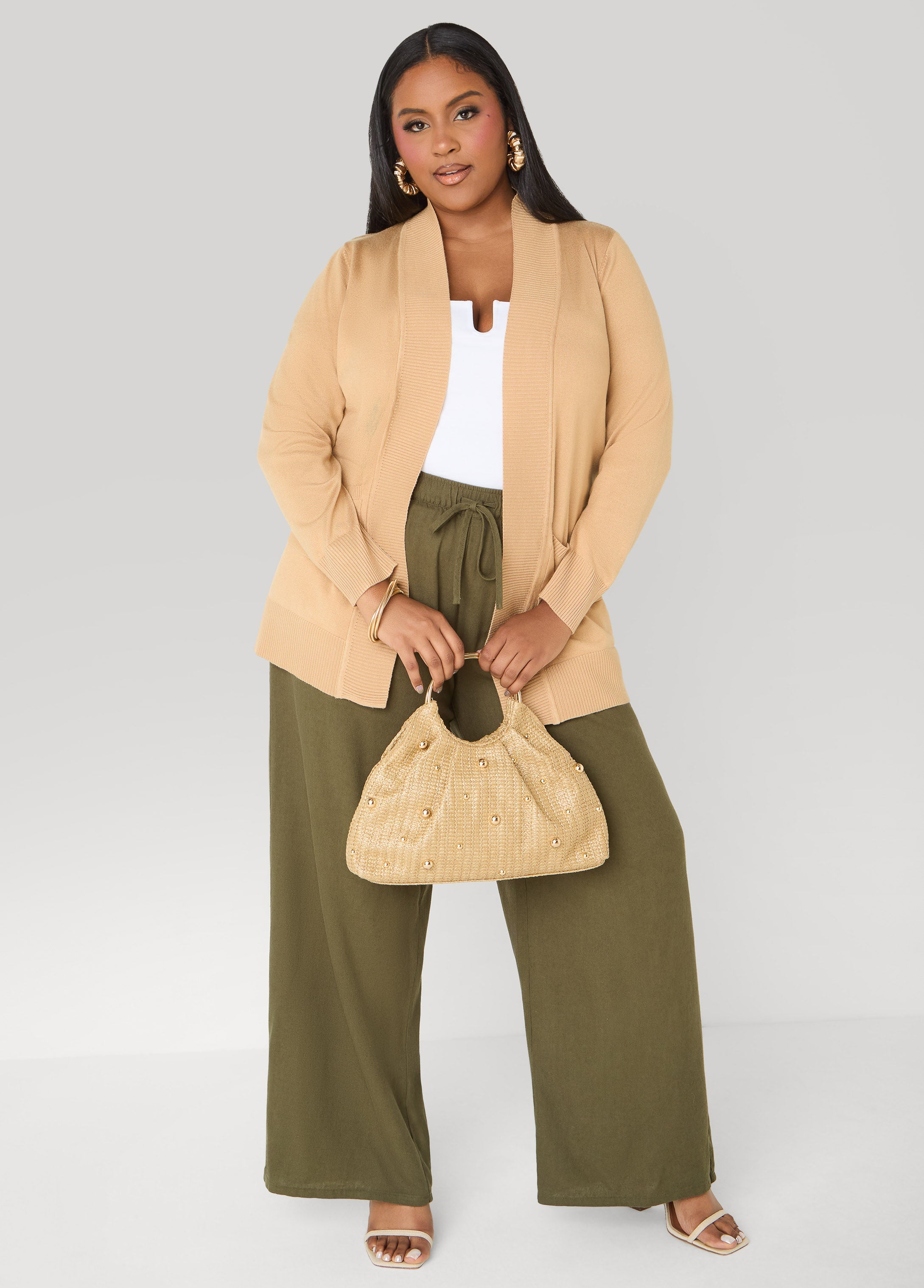 Drawstring Linen Blend Pants