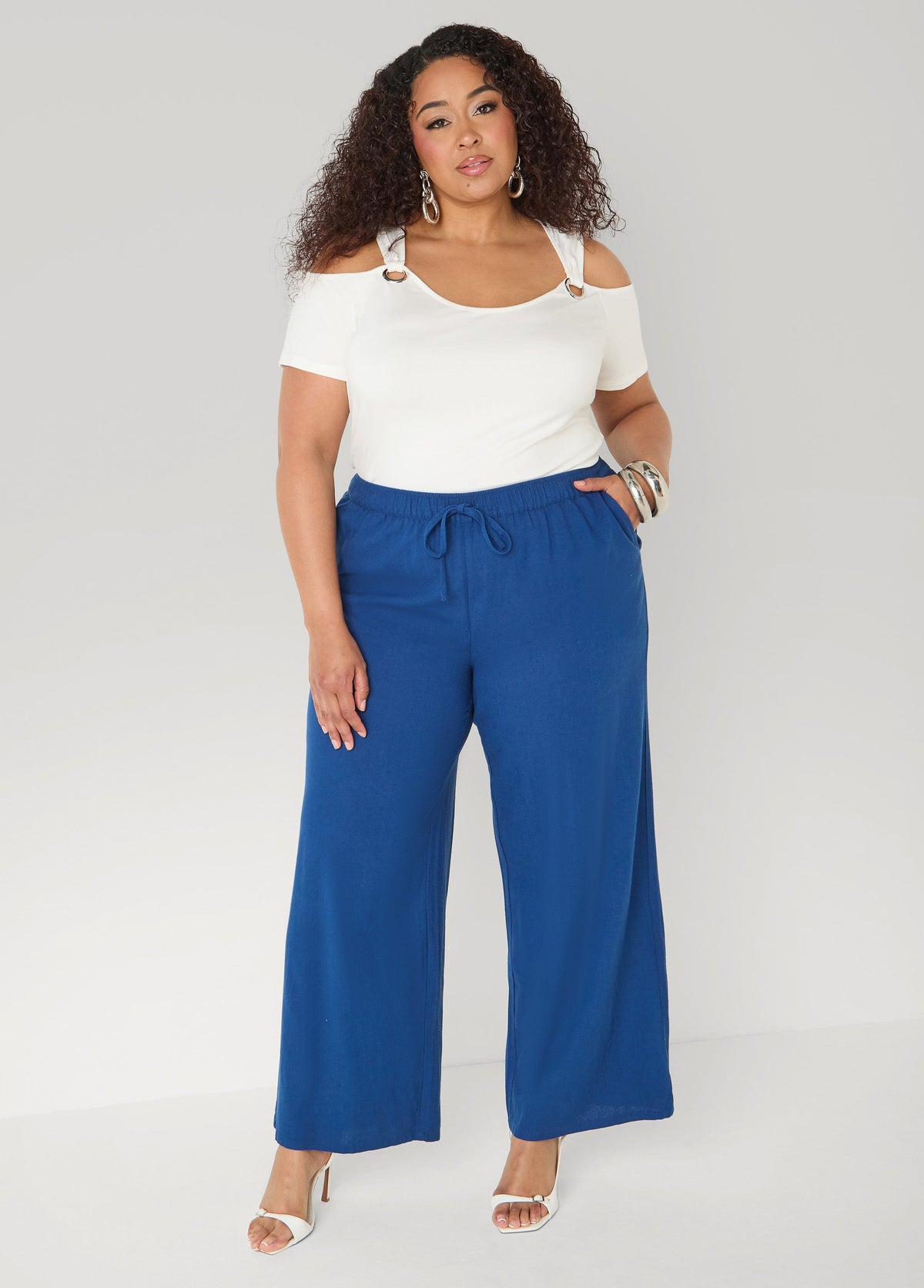 Drawstring Linen Blend Pants
