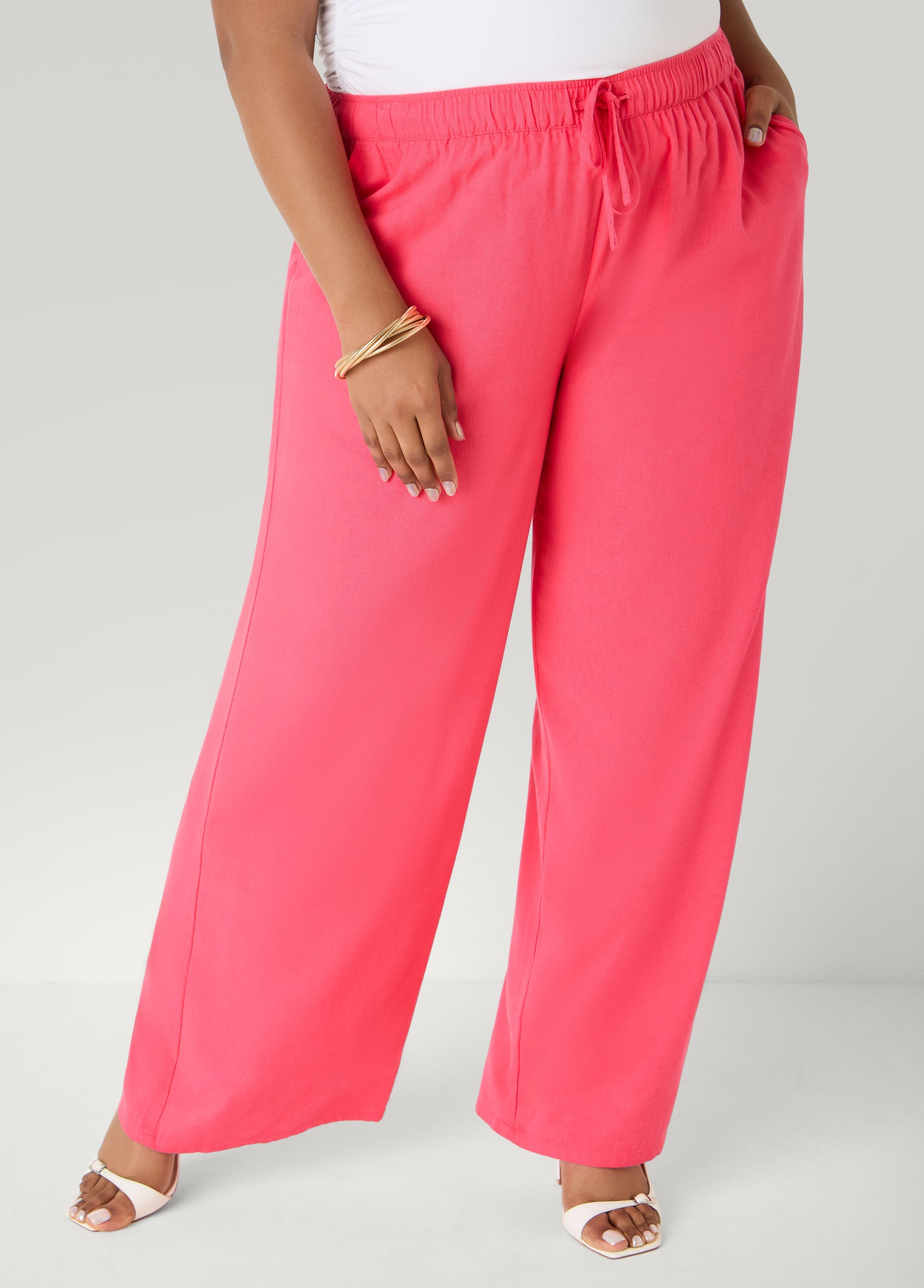 Drawstring Linen Blend Pants