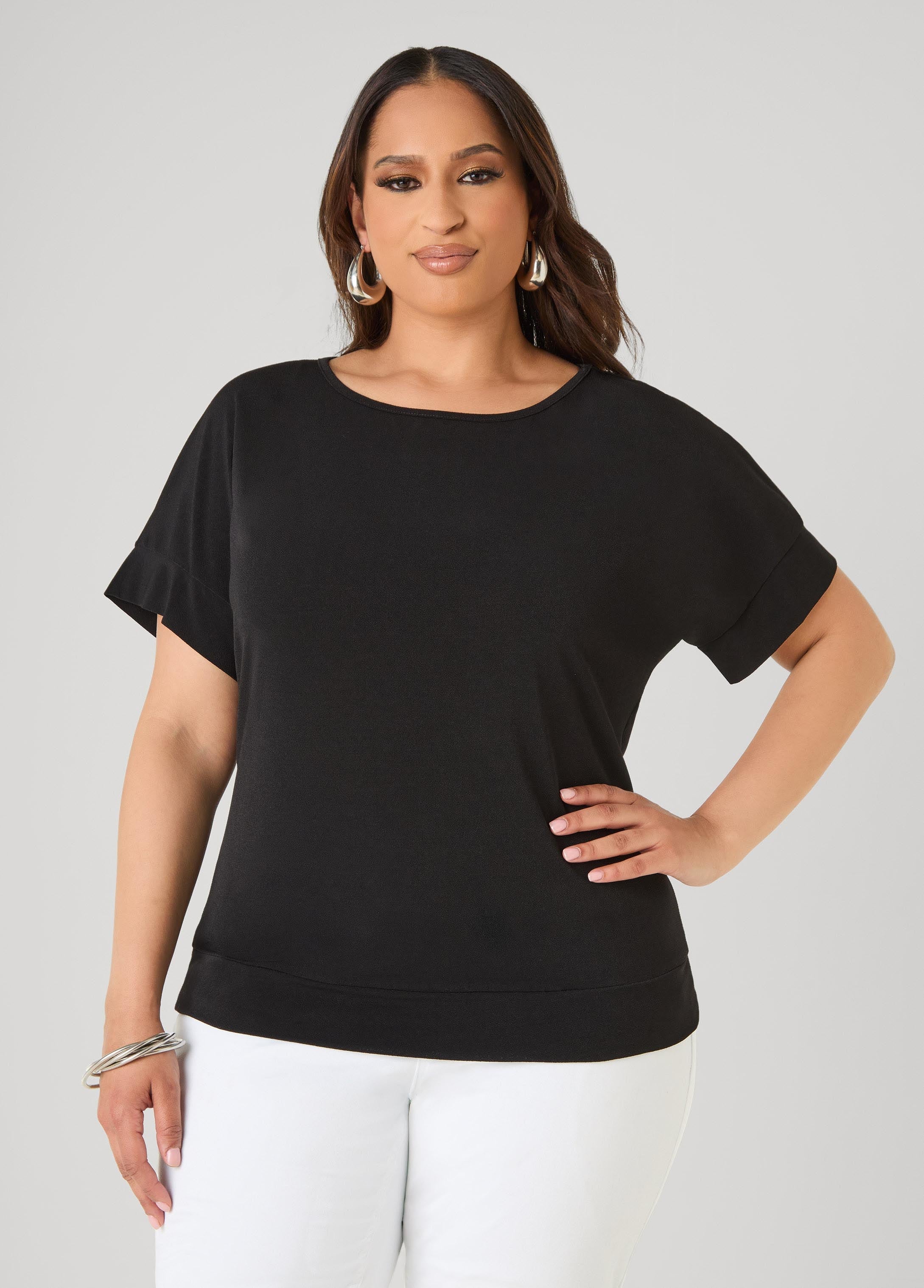 Dolman Sleeved Stretch Crepe Top