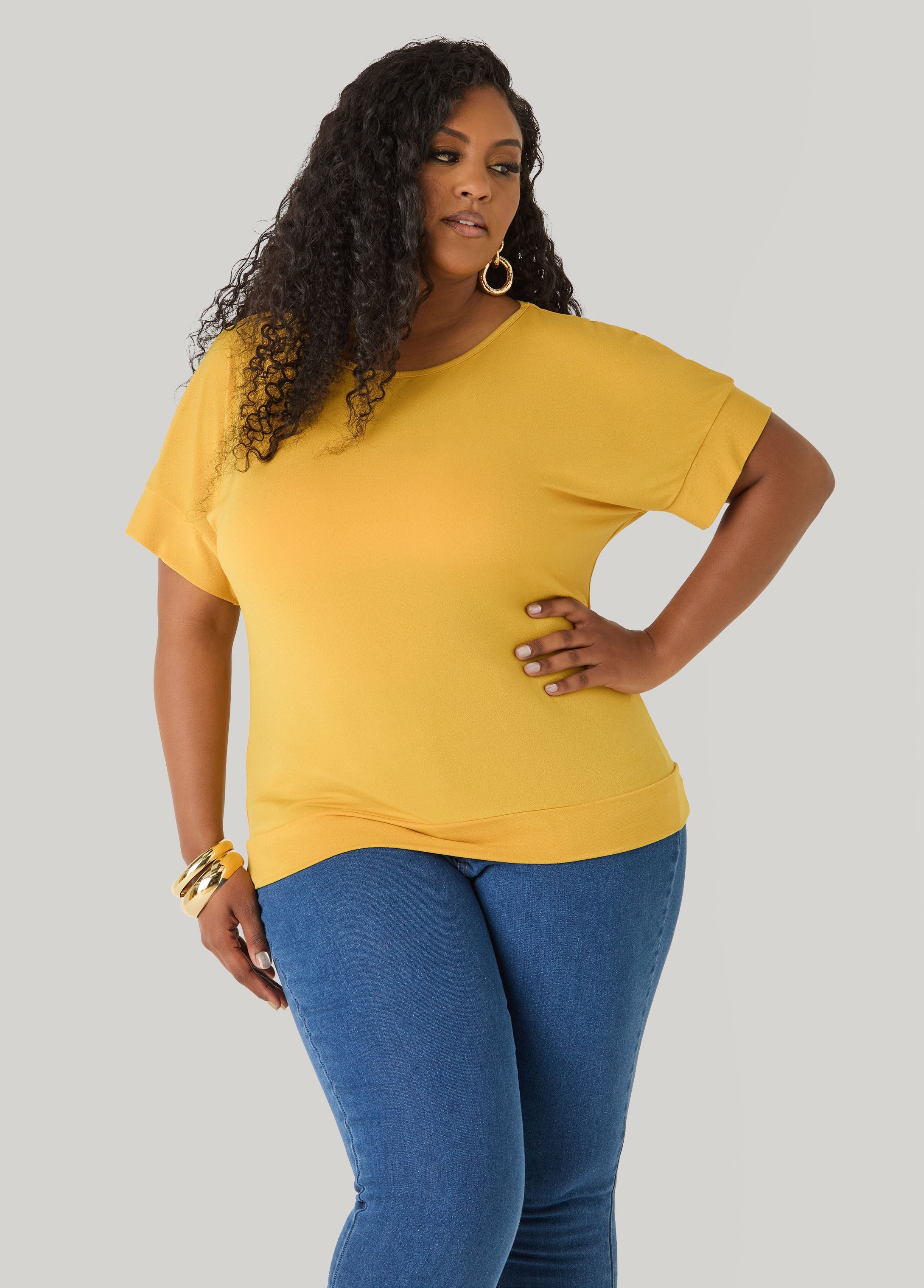 Dolman Sleeved Stretch Crepe Top