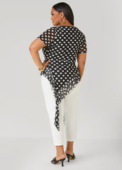Ruffled Polka Dot Mesh Top