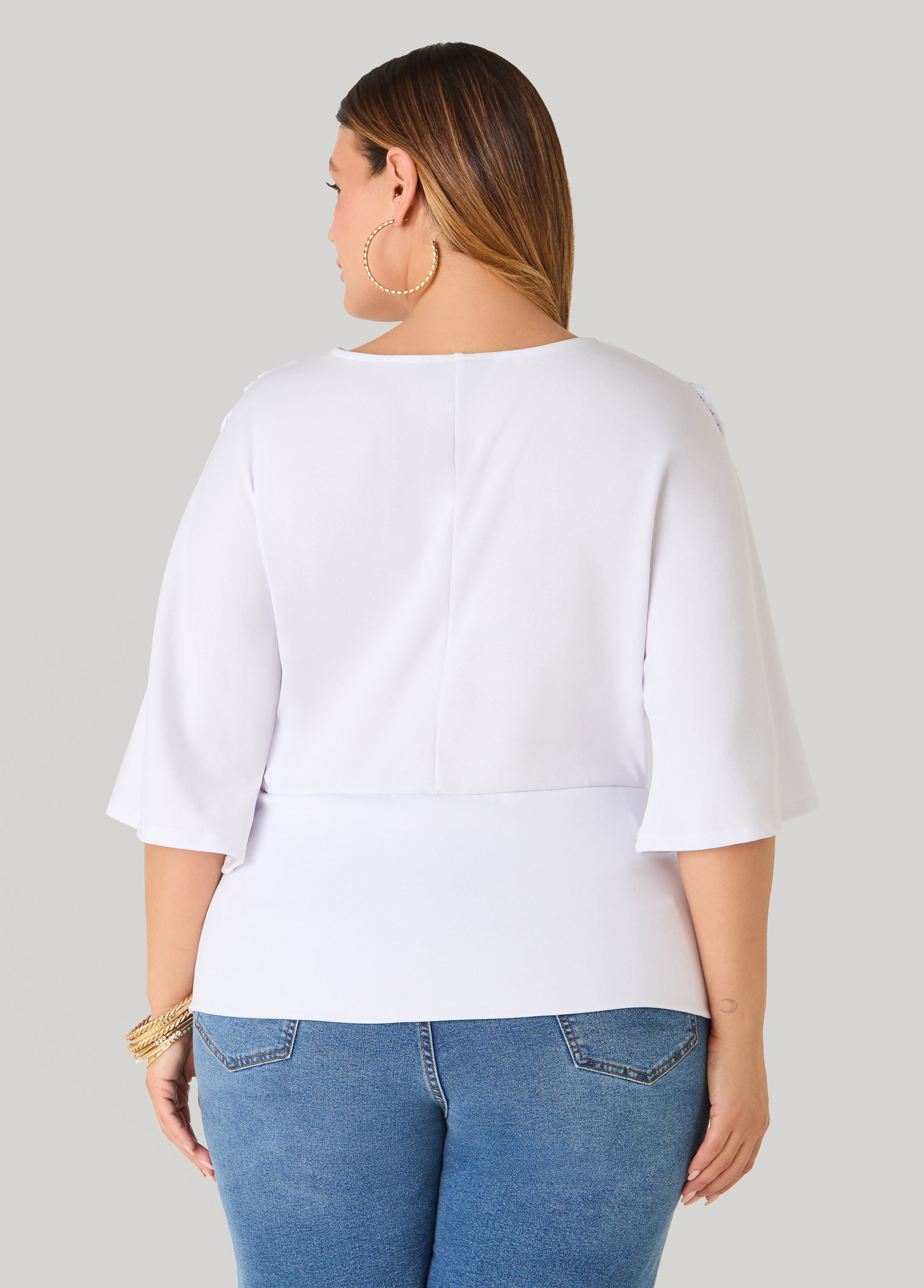 V Neck Stretch Crepe Top