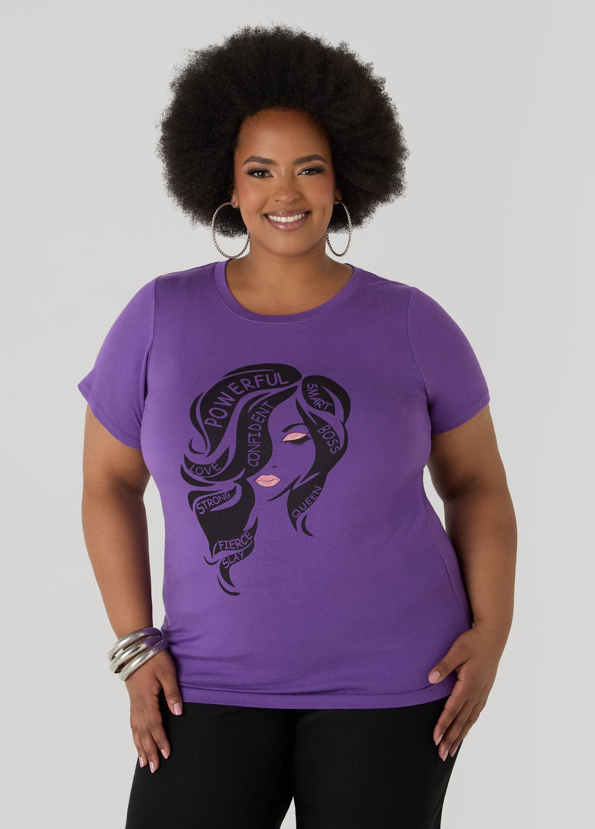 Powerful Glittered Graphic Tee