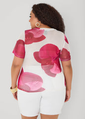 Floral Print Mesh Tee