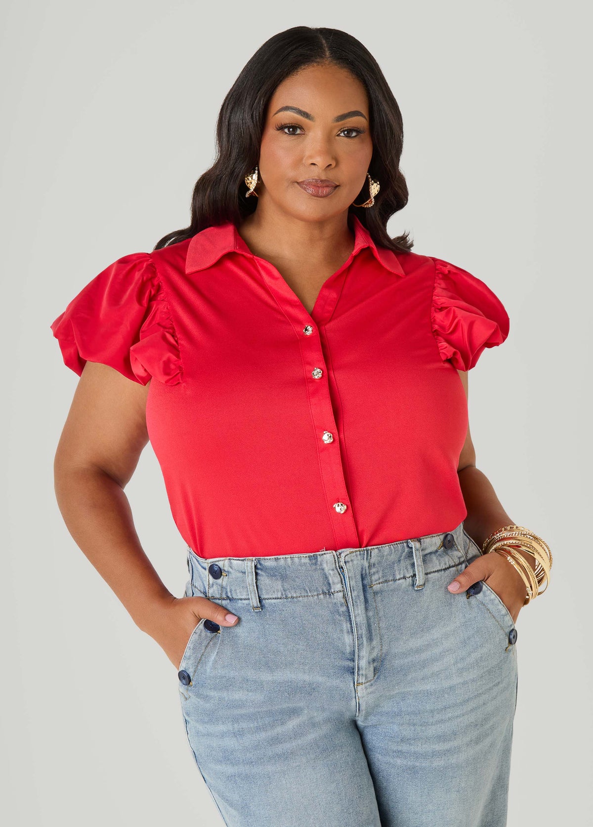 Puff Sleeved Paneled Shirt