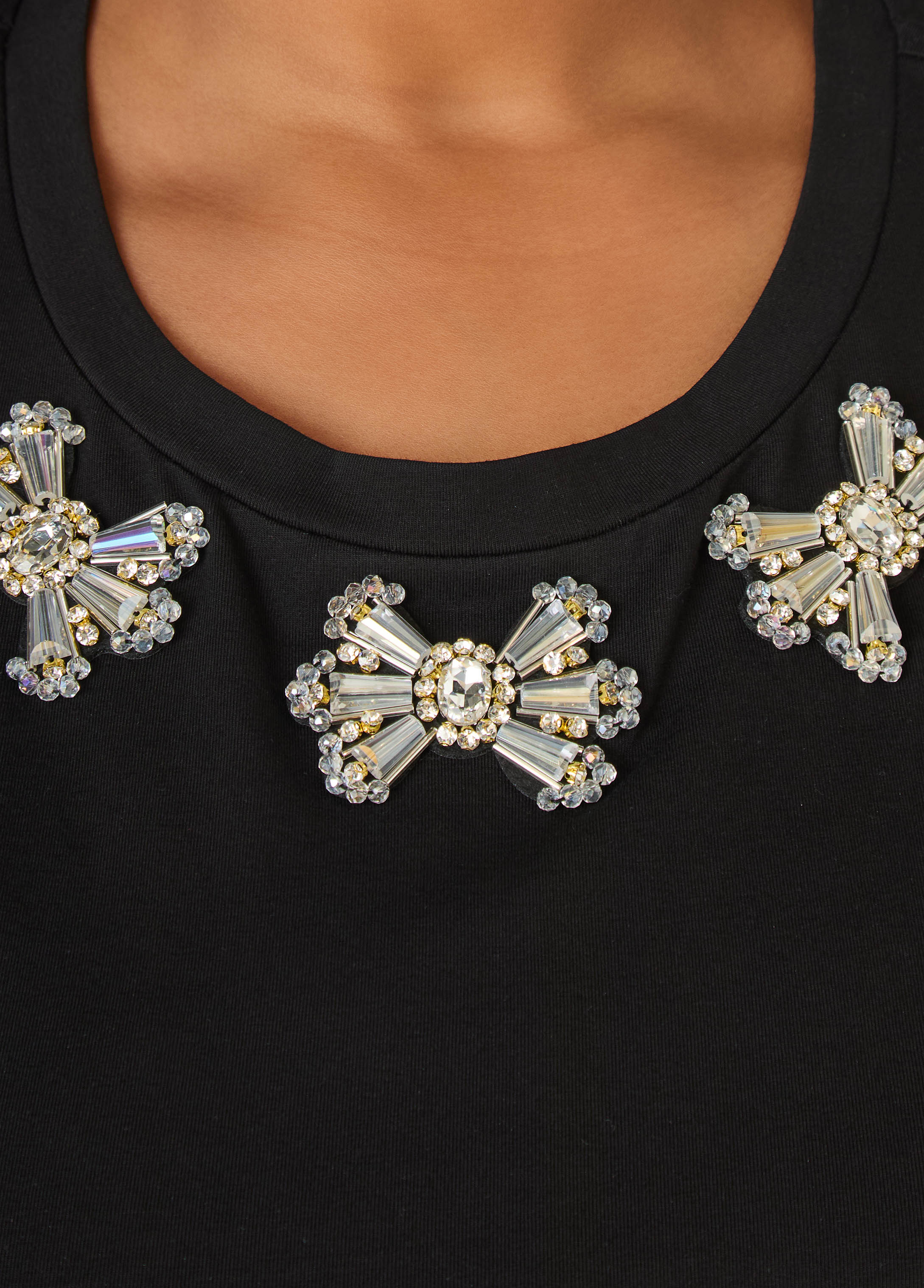 Ruffled Embellished Jersey Tee