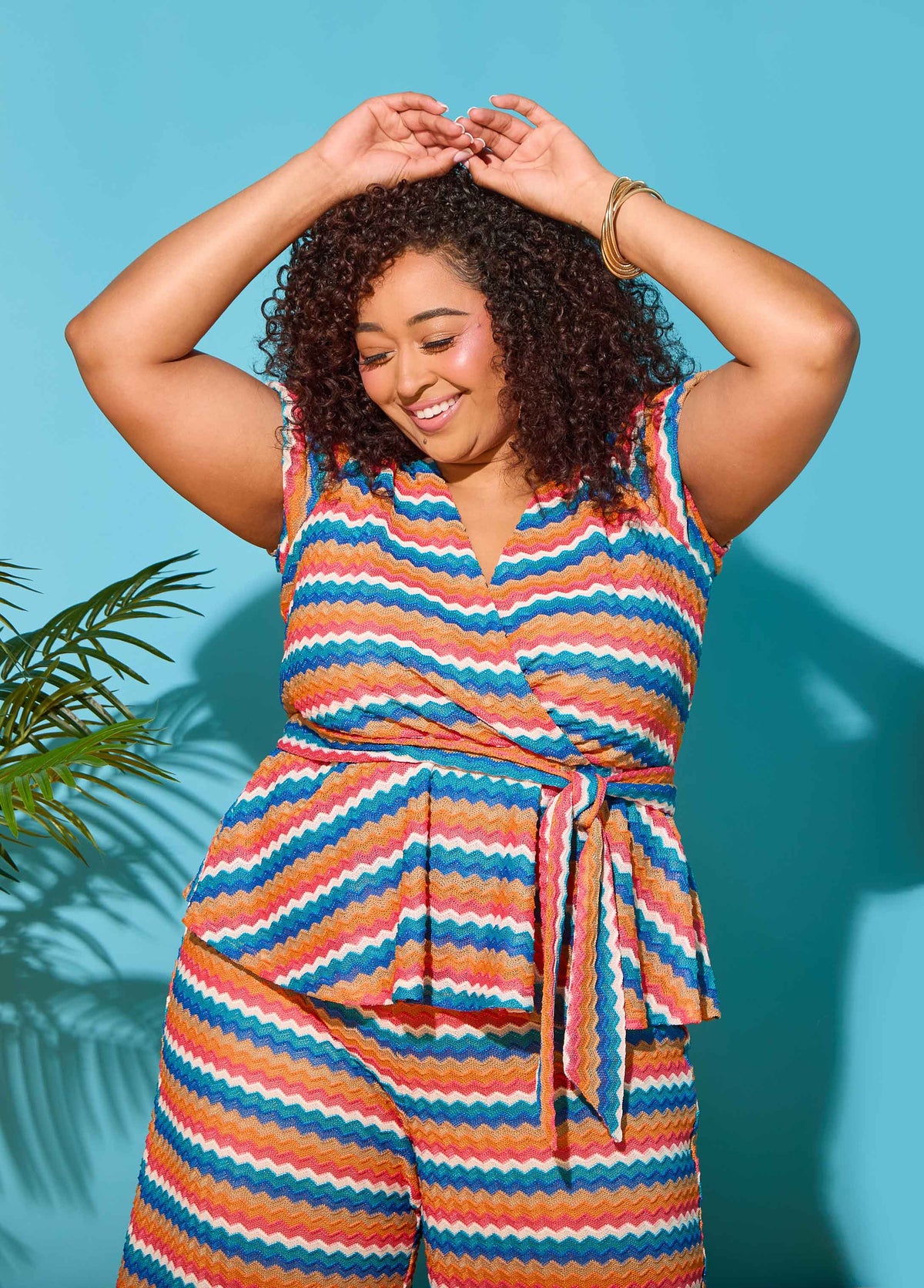 Chevron Knit Faux Wrap Top
