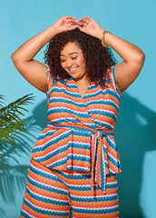 Chevron Knit Faux Wrap Top
