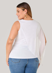Asymmetric Draped Mesh Top