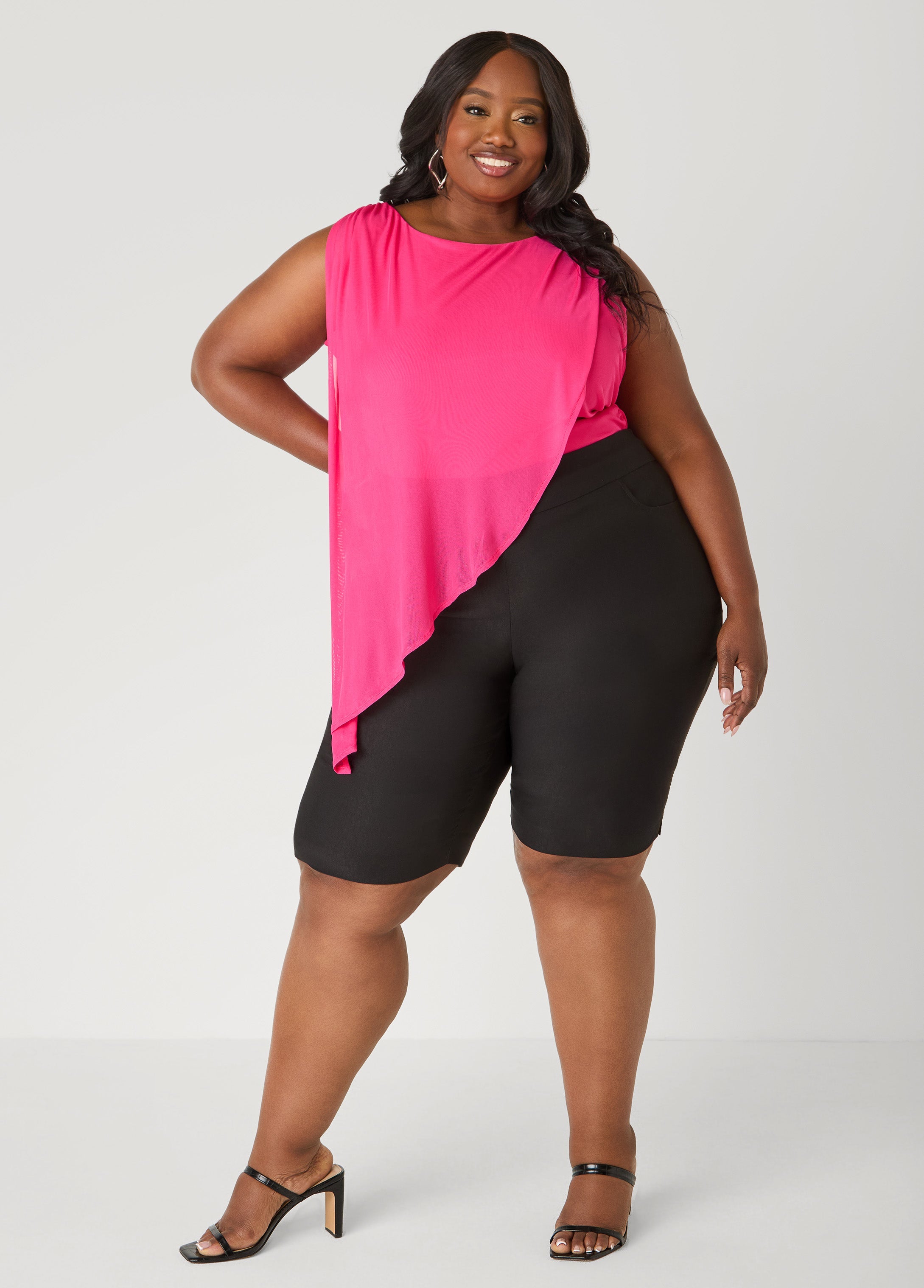 Asymmetric Draped Mesh Top