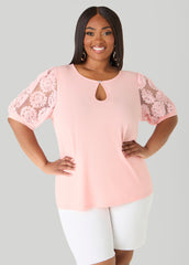 Keyhole Mesh Sleeved Top