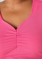 Puff Sleeved Textured Peplum Top