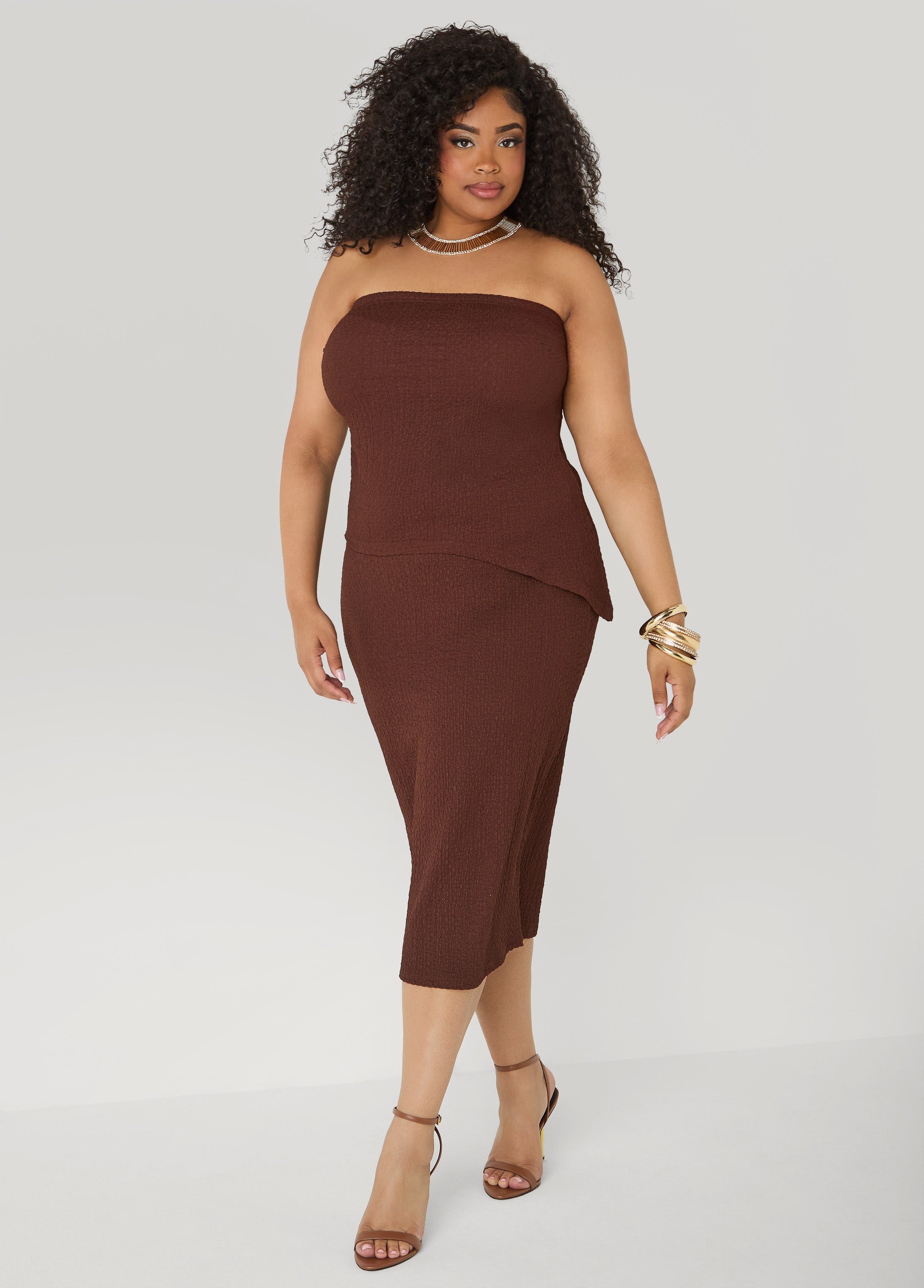 Textured Asymmetric Tube Top
