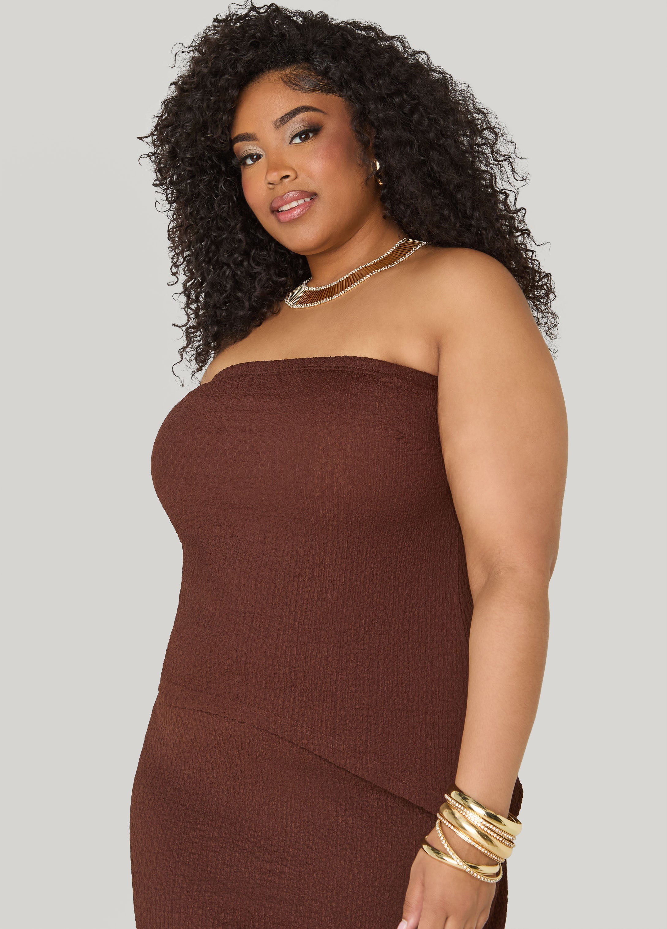 Textured Asymmetric Tube Top