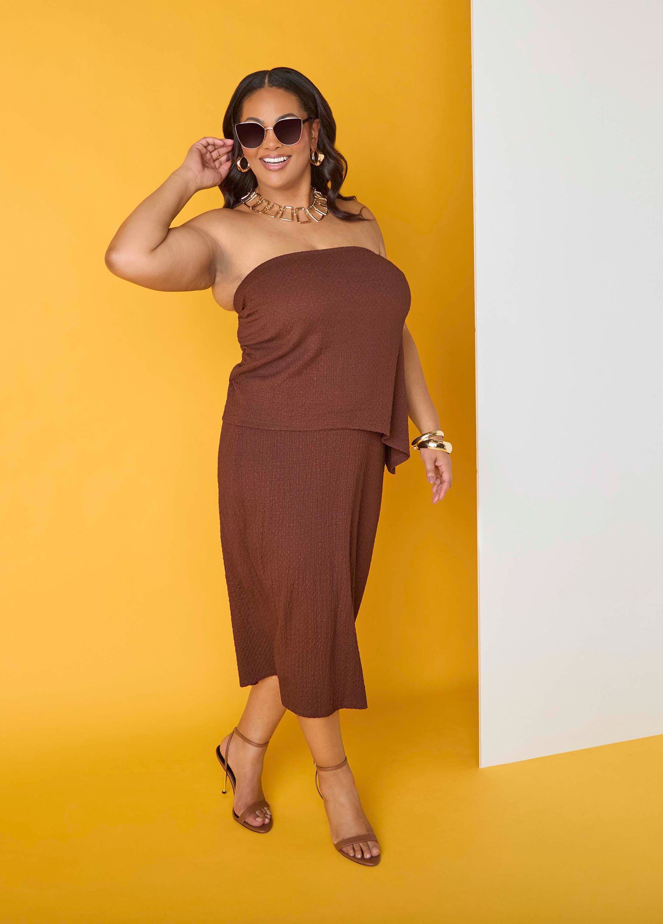 Textured Asymmetric Tube Top
