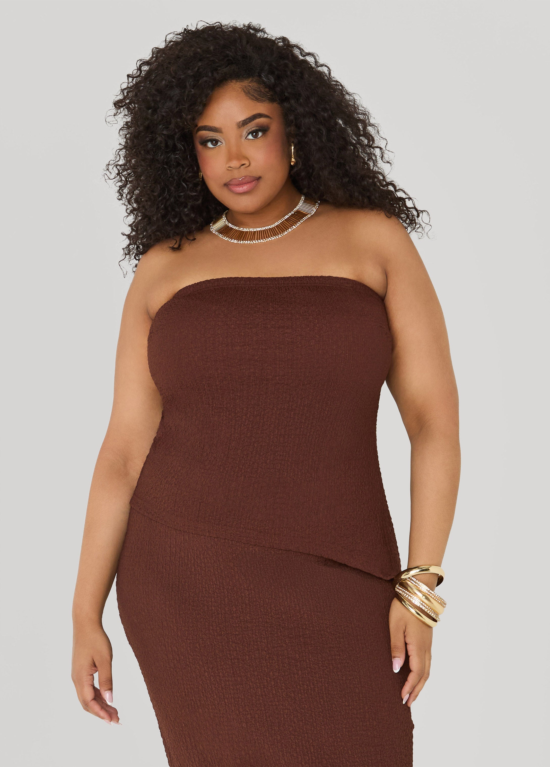 Textured Asymmetric Tube Top
