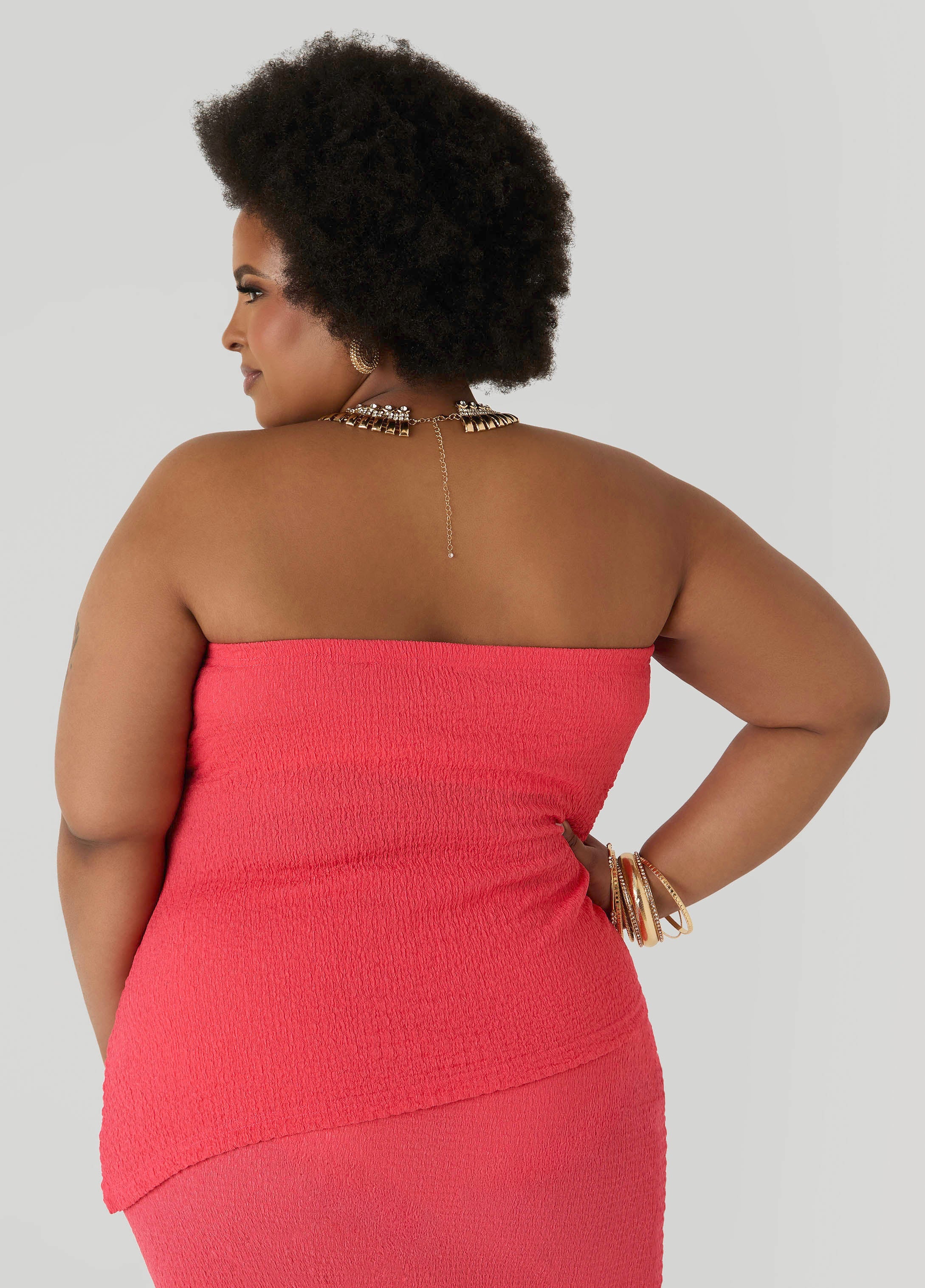 Textured Asymmetric Tube Top