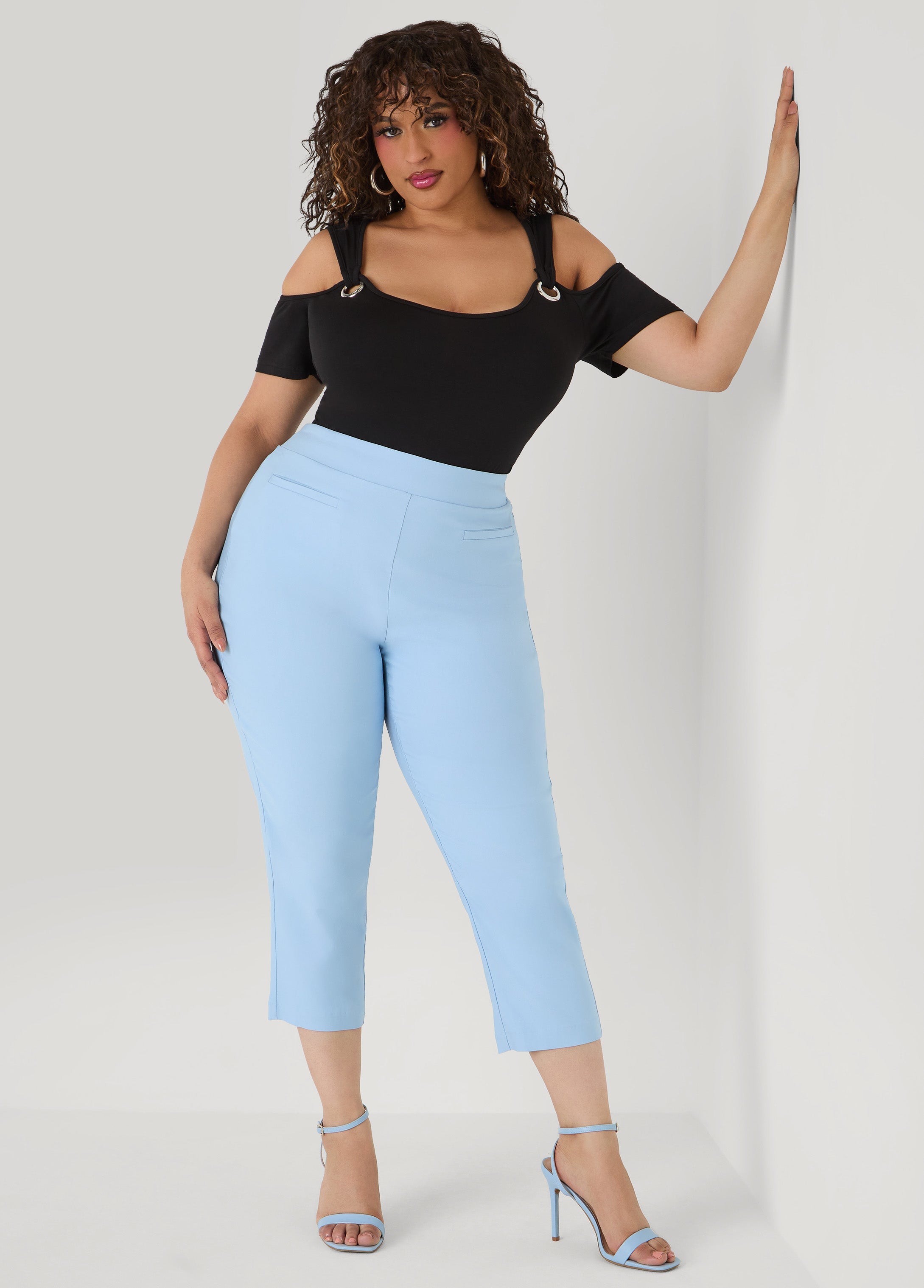 Grommet Cold Shoulder Top