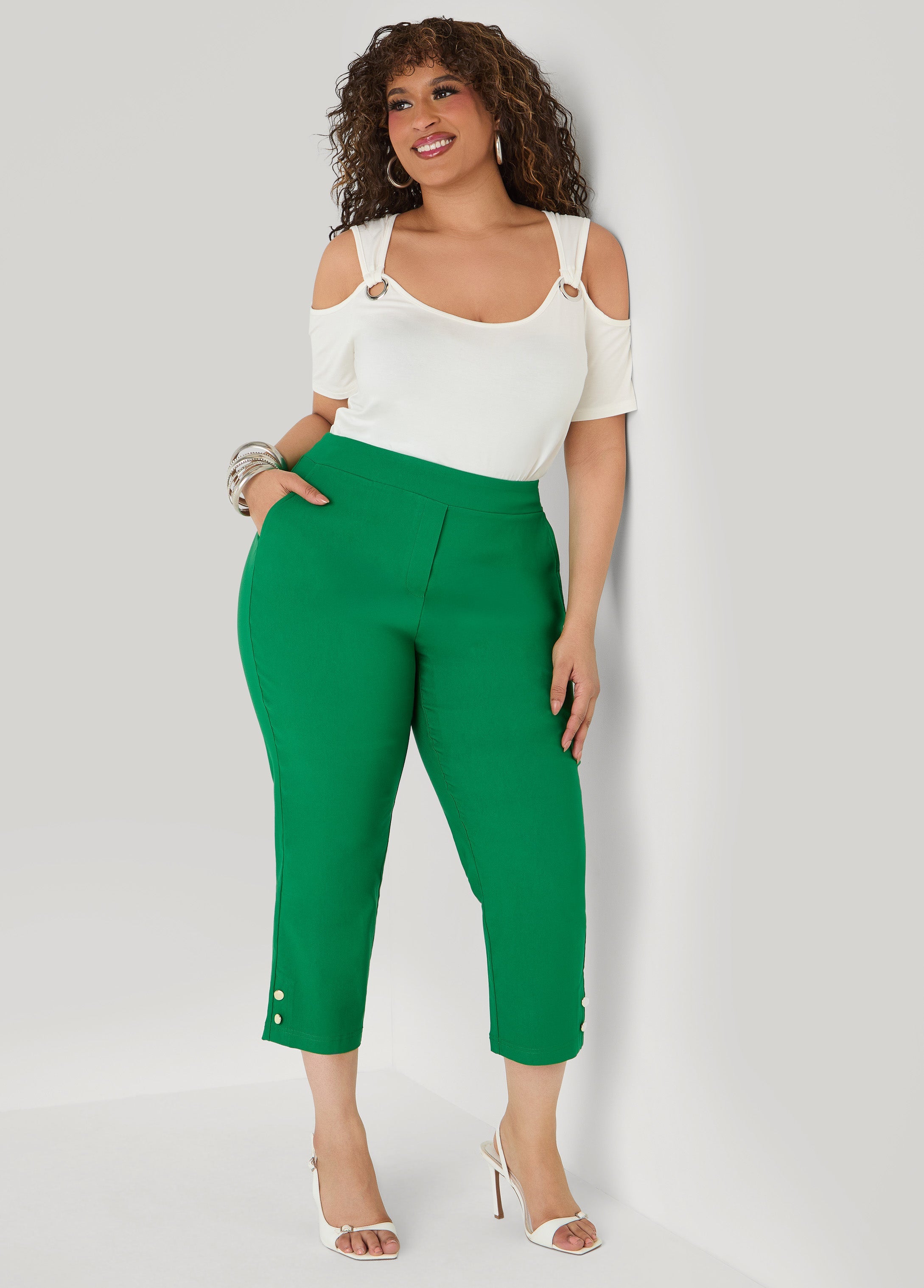 Grommet Cold Shoulder Top