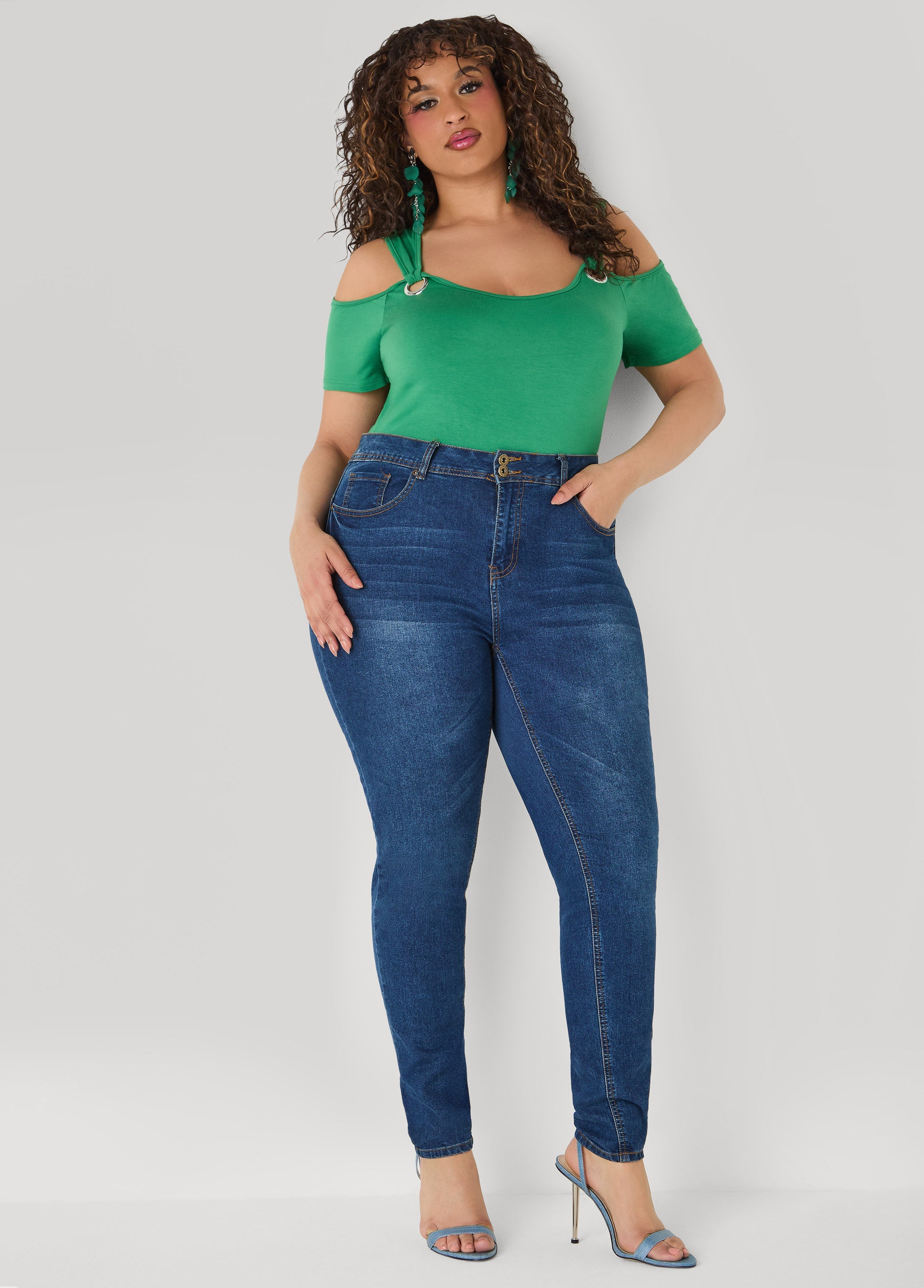 Grommet Cold Shoulder Top