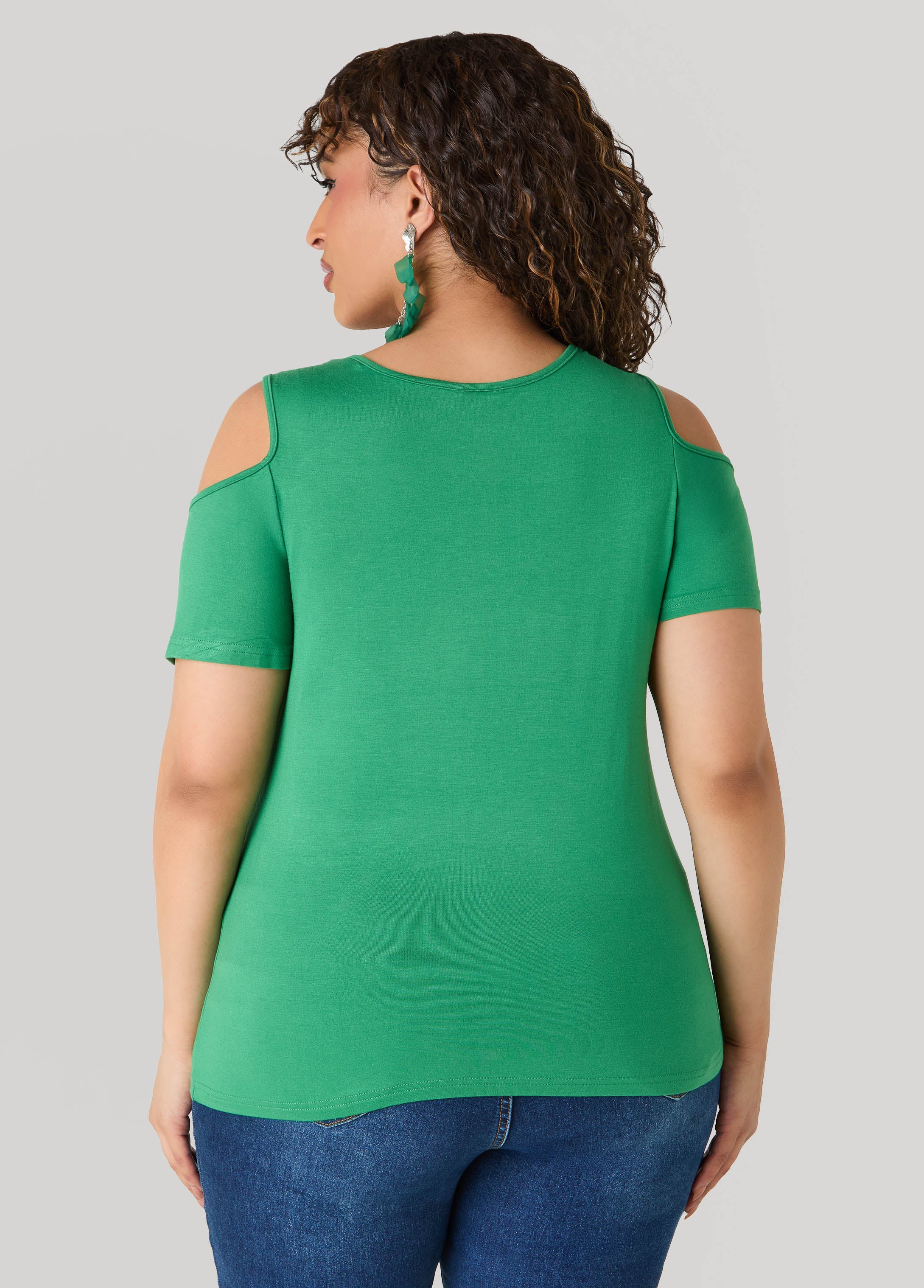 Grommet Cold Shoulder Top