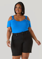 Grommet Cold Shoulder Top