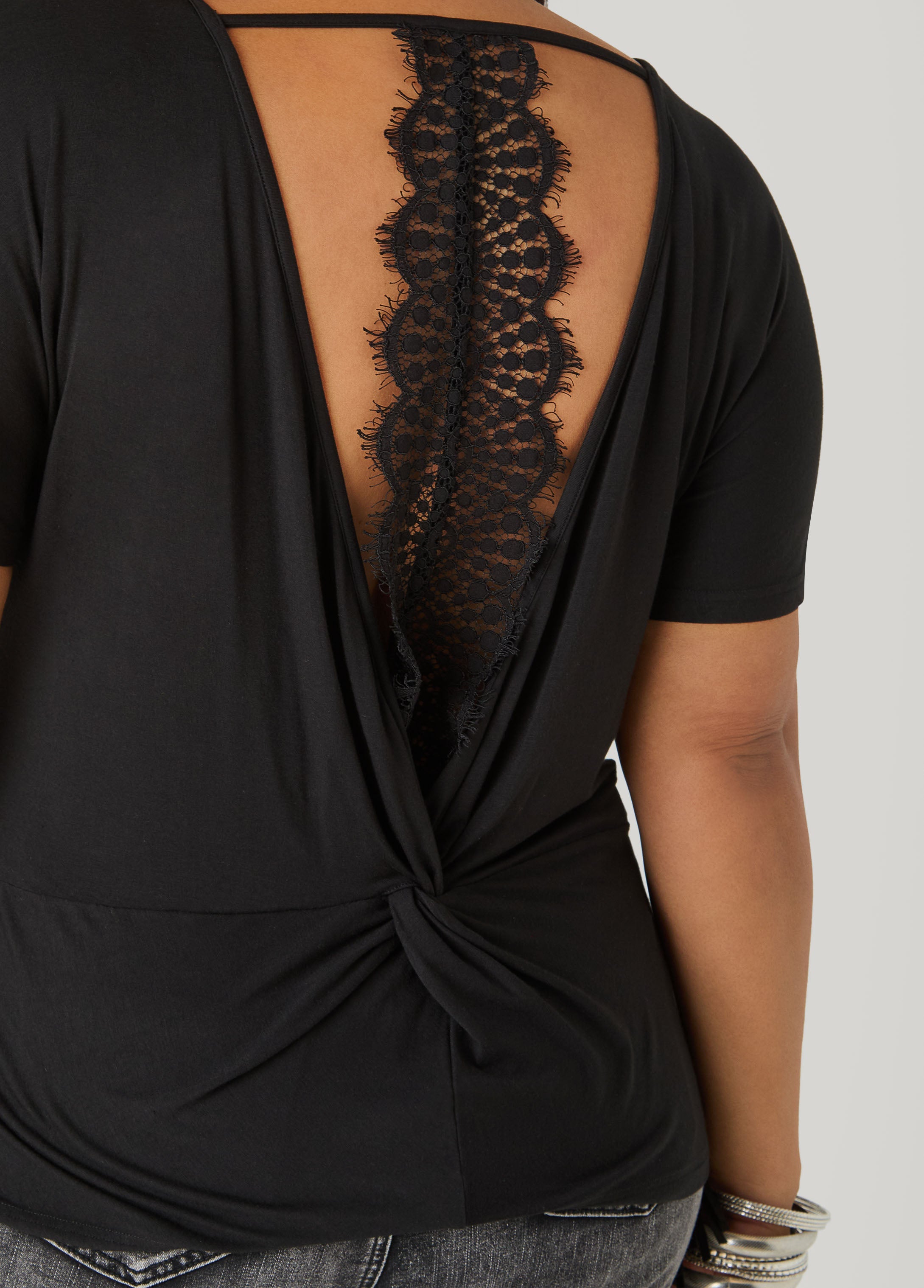 Lace Paneled Open Back Top