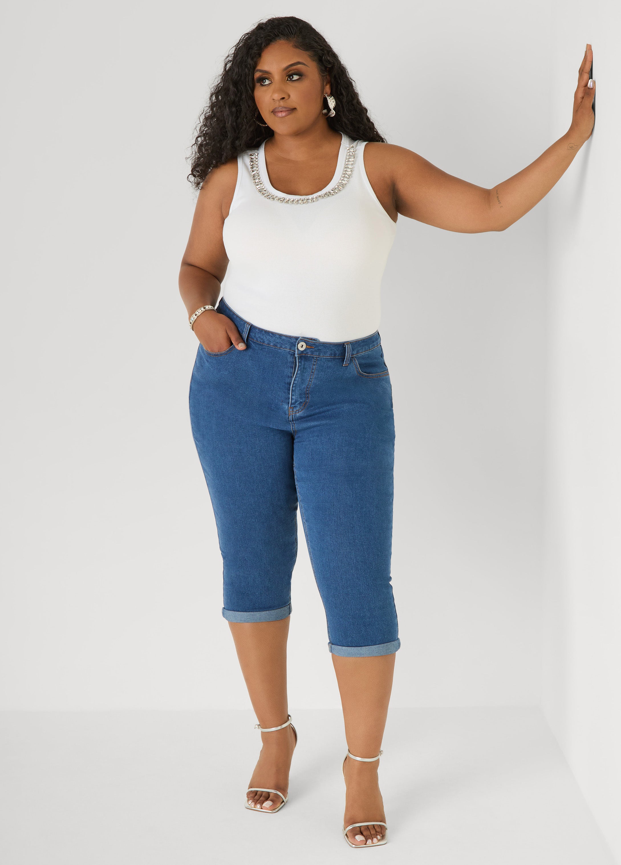 Crystal Ribbed Tank Top