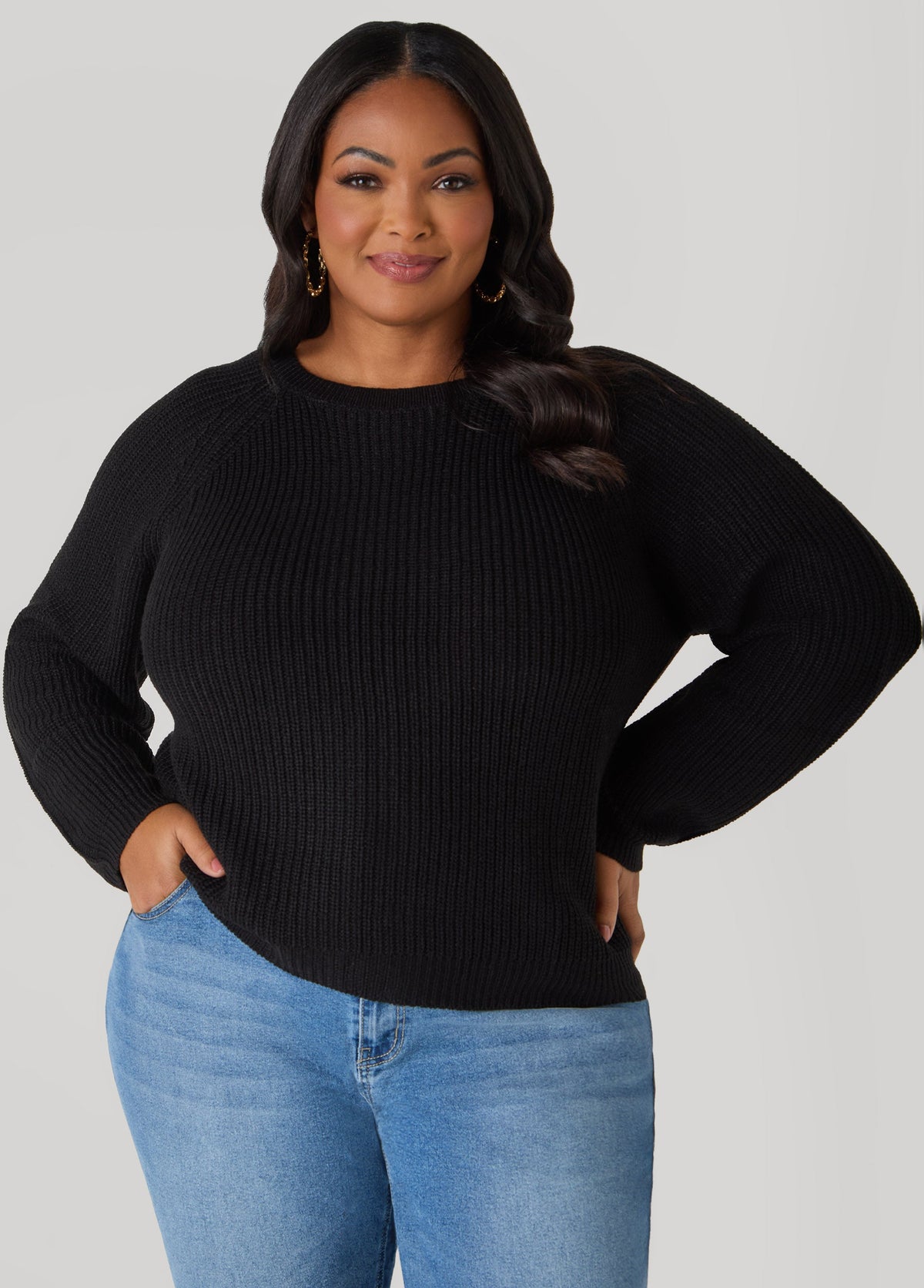 Ribbed Raglan Sweater