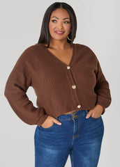 Cropped Ribbed Knit Sweater