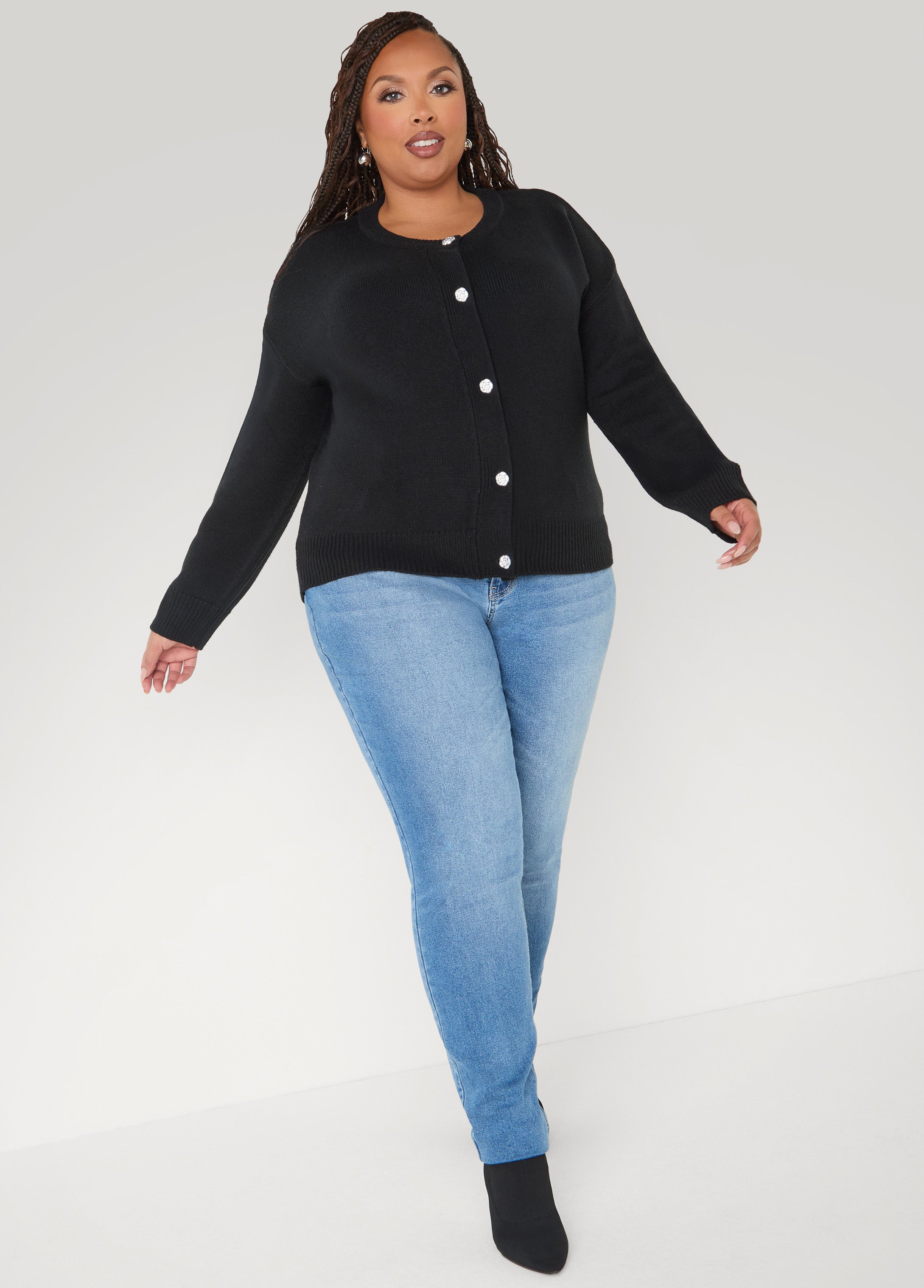 Rose Button Front Cardigan