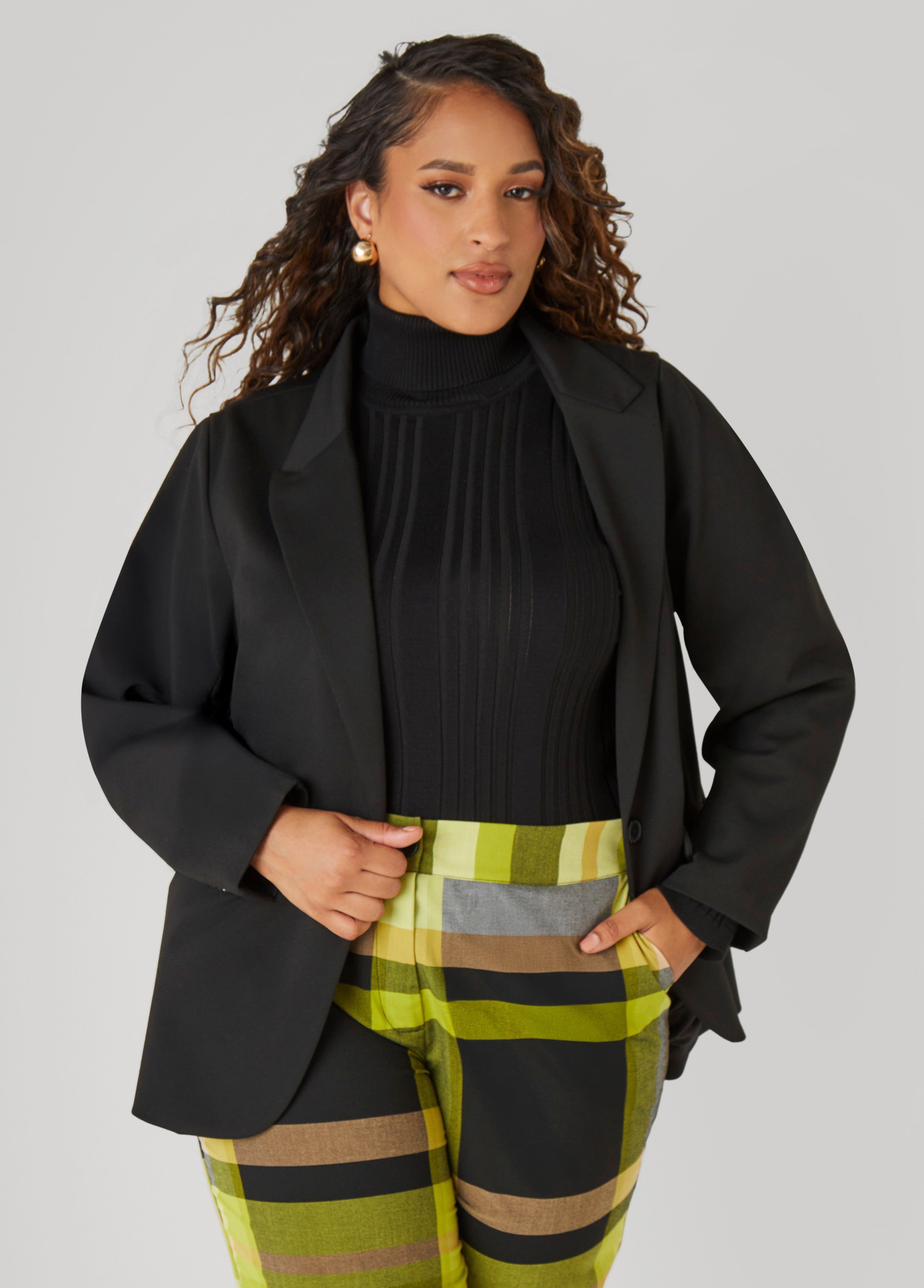 Turtleneck Ribbed Knit Sweater