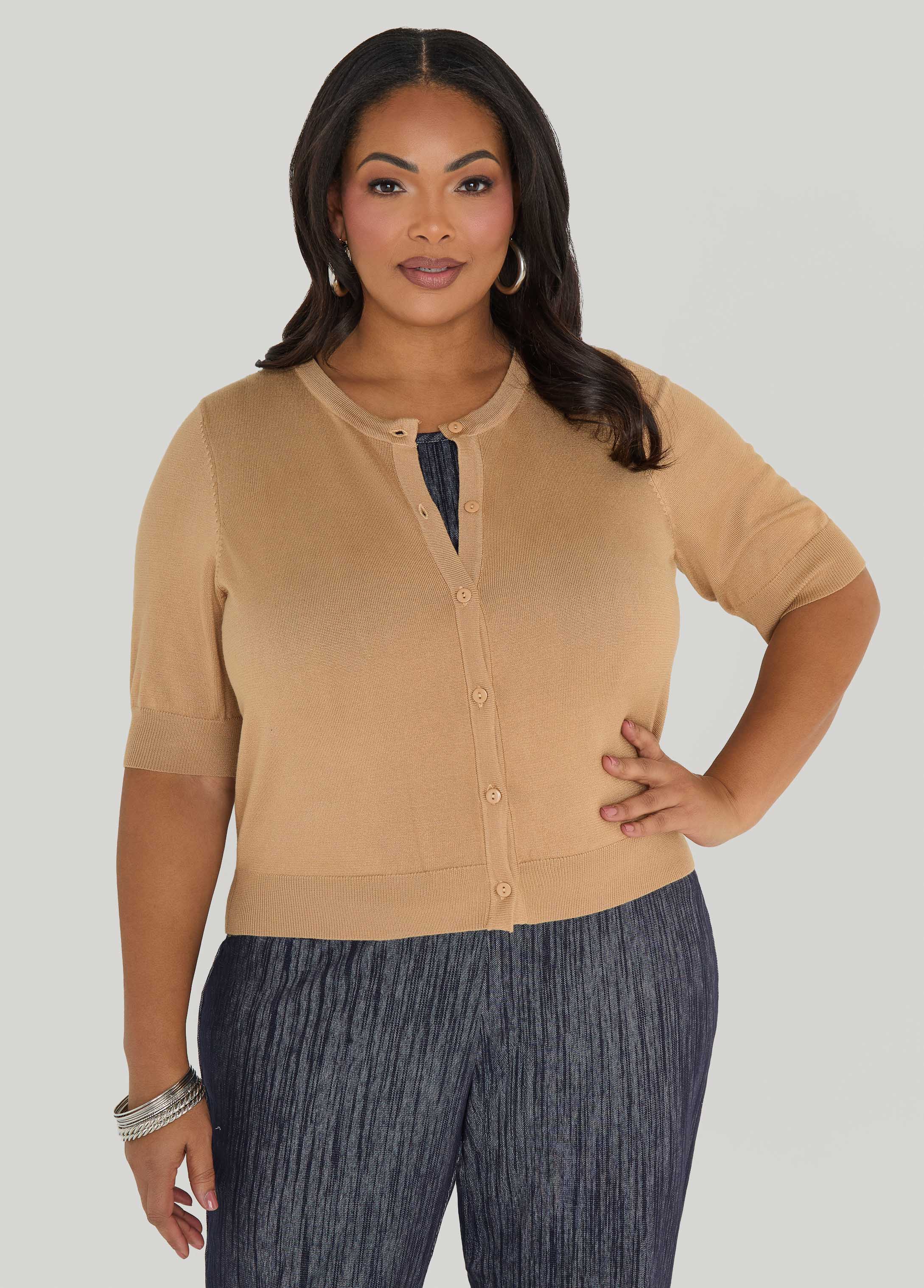 Cropped Knit Cardigan