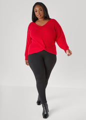 Knotted Cable Knit Trimmed Sweater