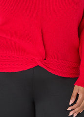 Knotted Cable Knit Trimmed Sweater