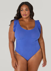 Ruffled Ribbed Jersey Bodysuit