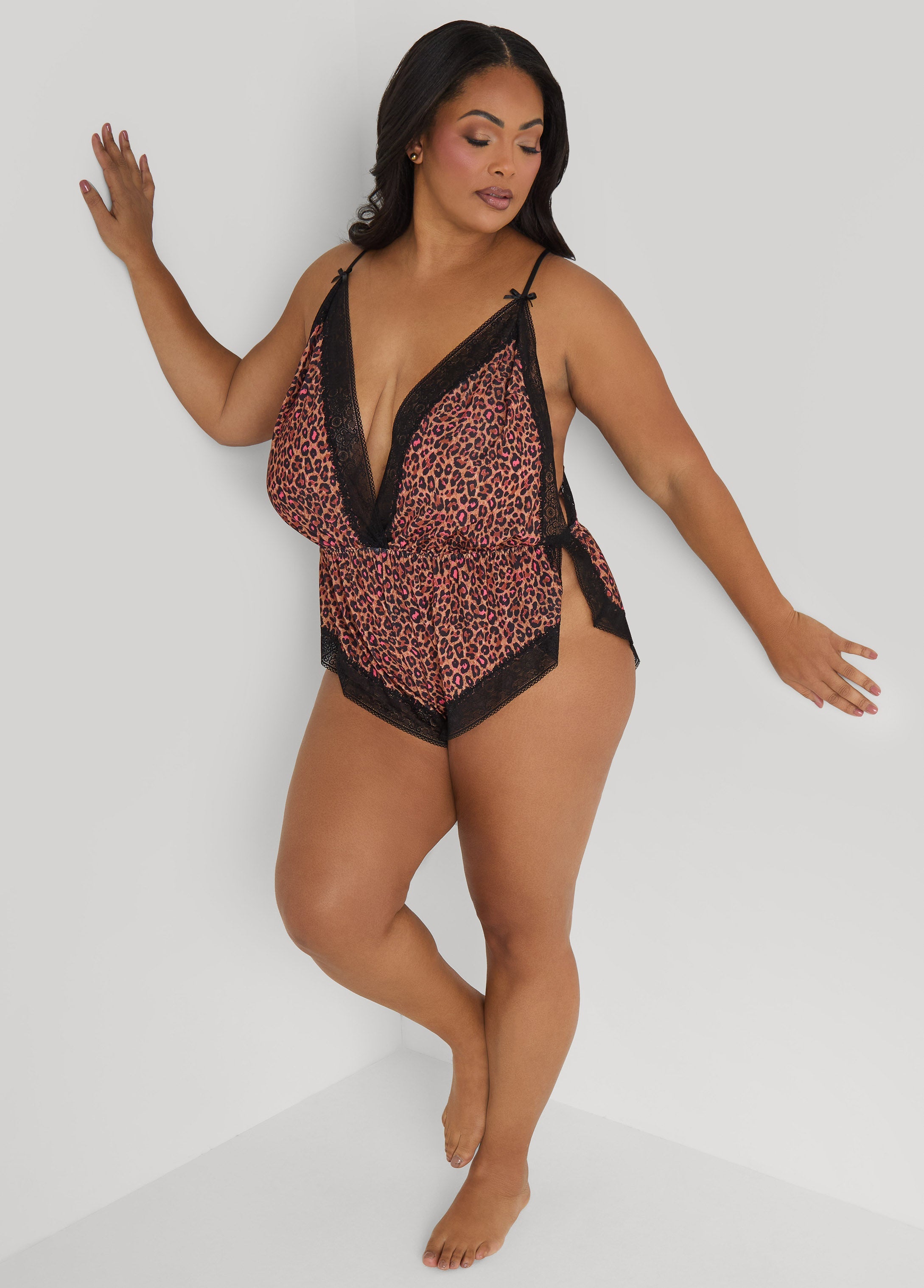 Leopard Print Lingerie Romper