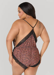 Leopard Print Lingerie Romper