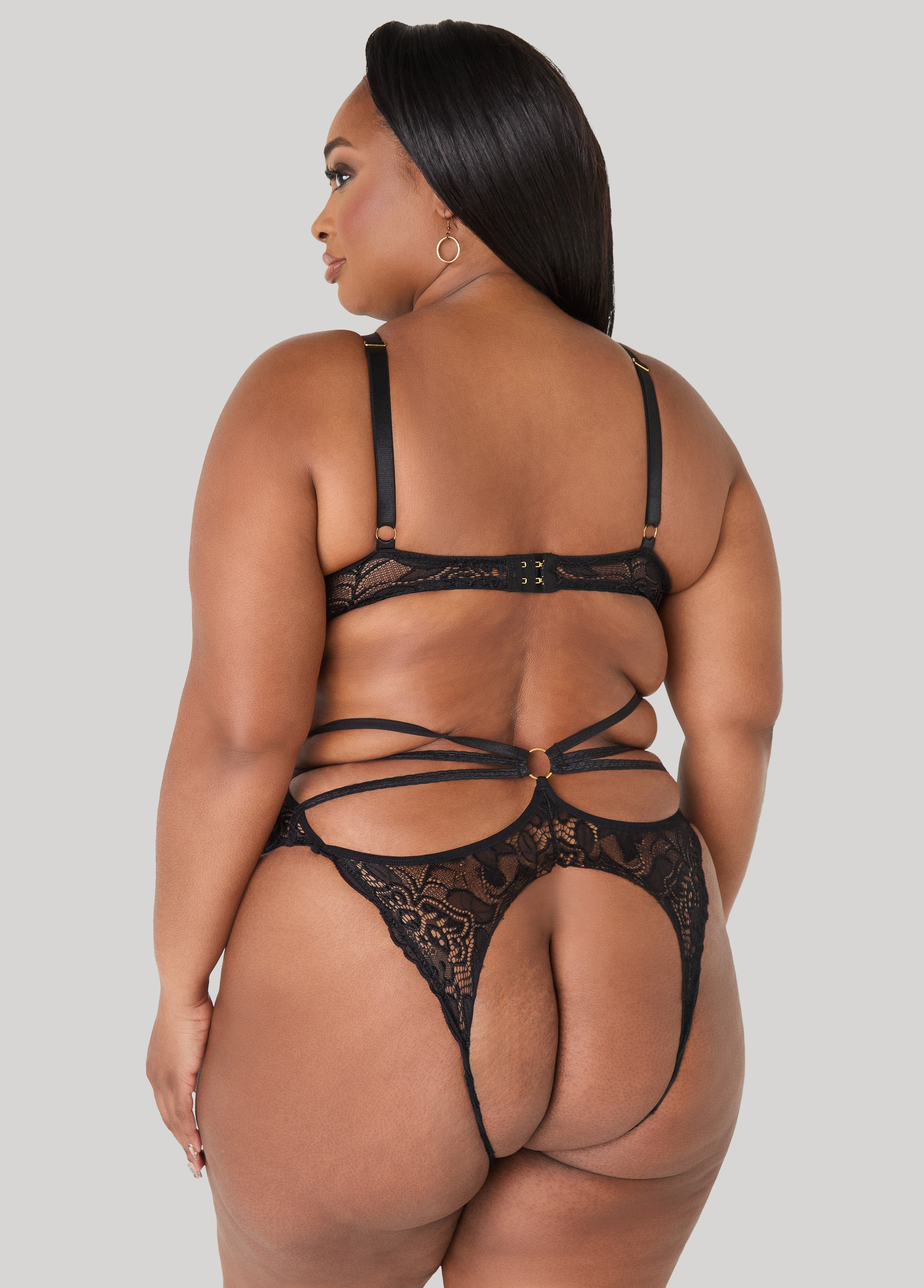 Caged Crotchless Lace Bodysuit