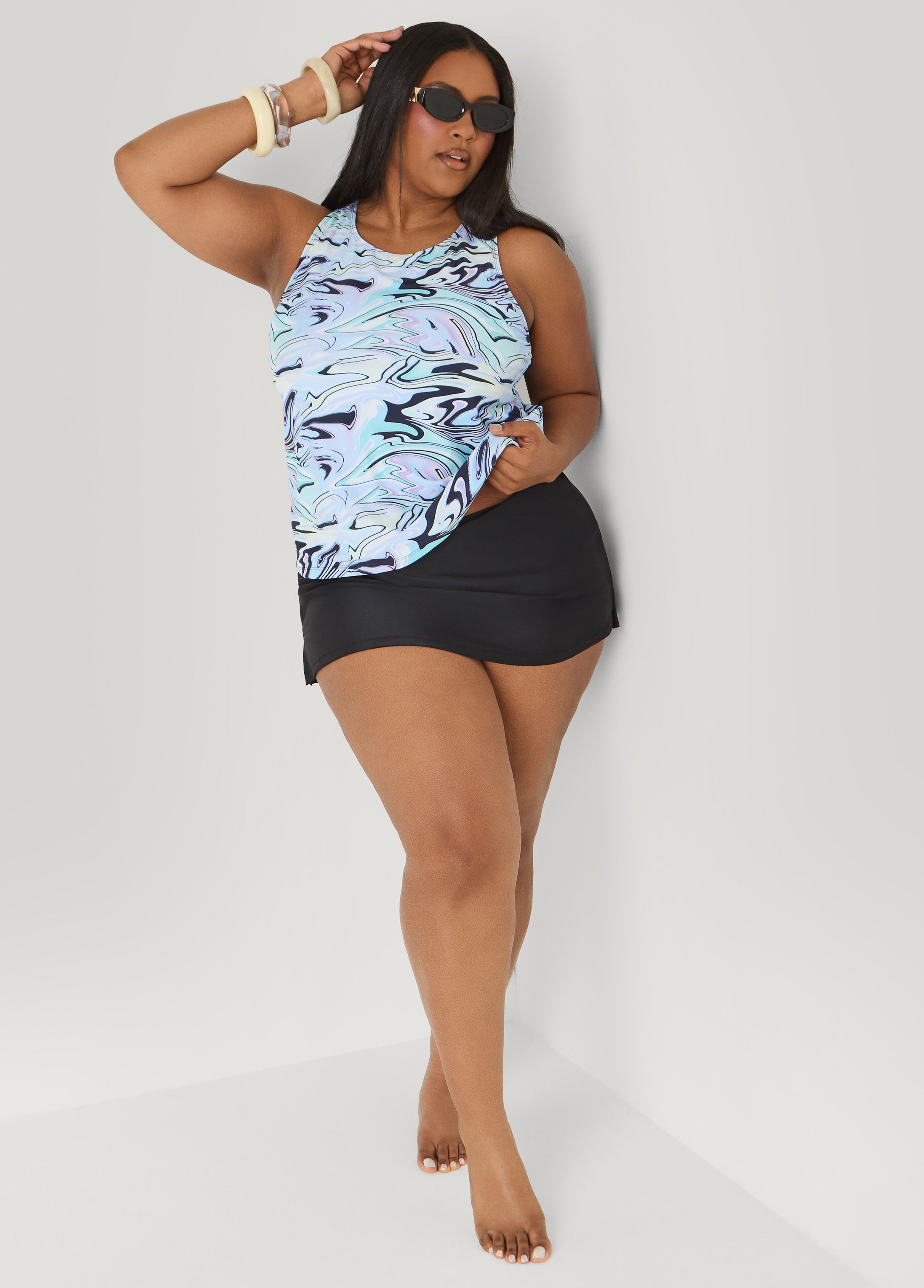 Swirl Print Tankini Set