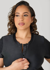 Paneled Zip Front Swimsuit