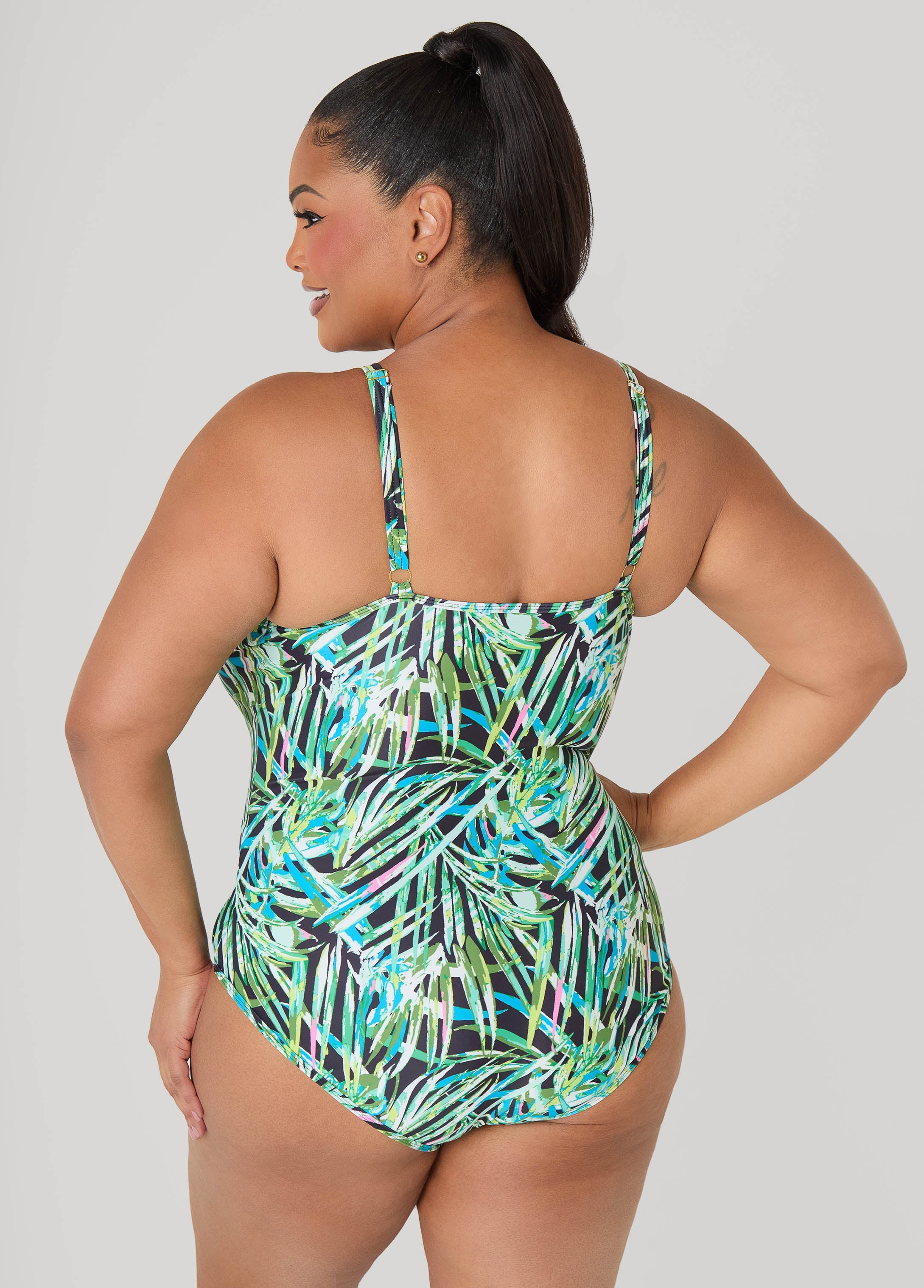 Tropical Zip Front Swimsuit