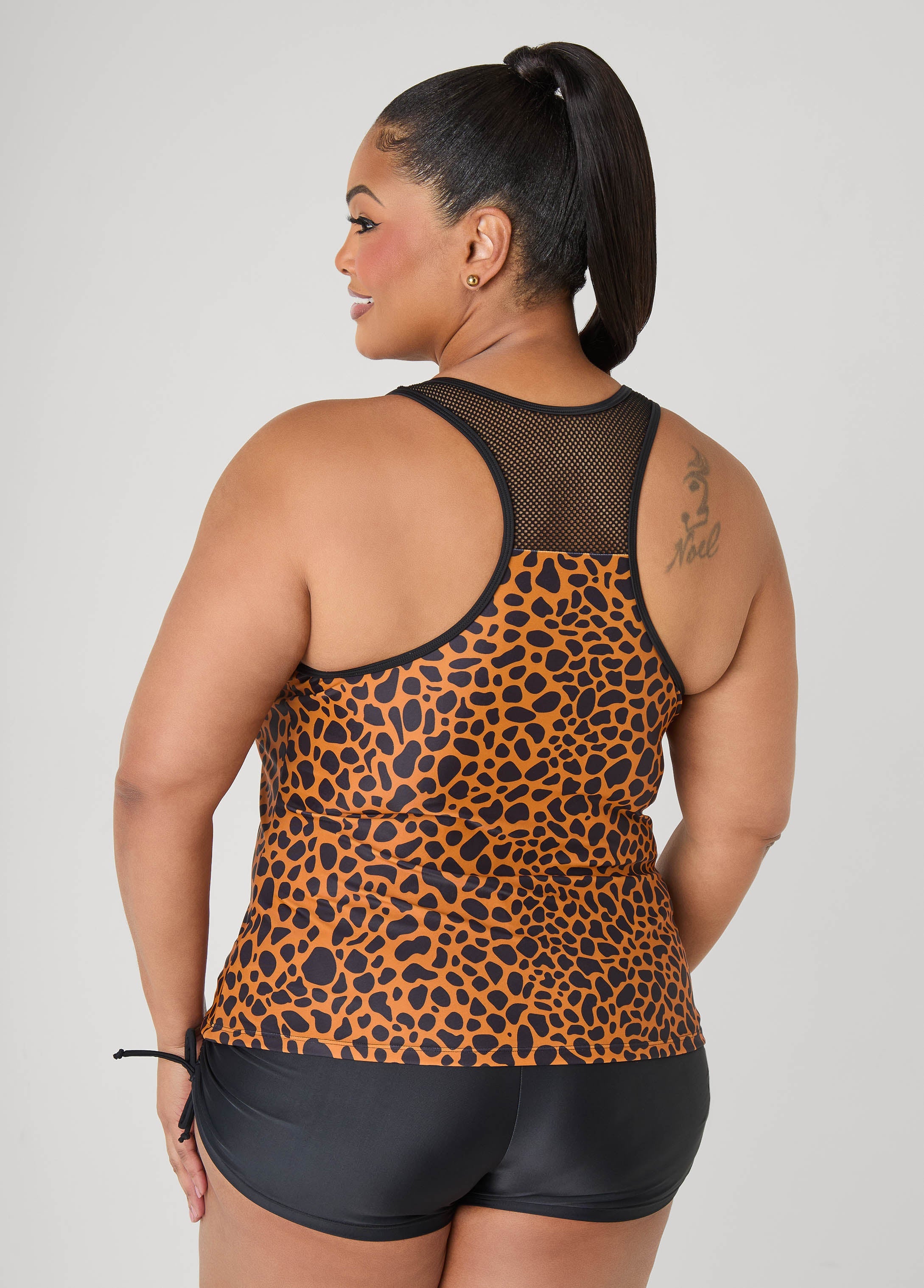 Mesh Paneled Animal Tankini Set